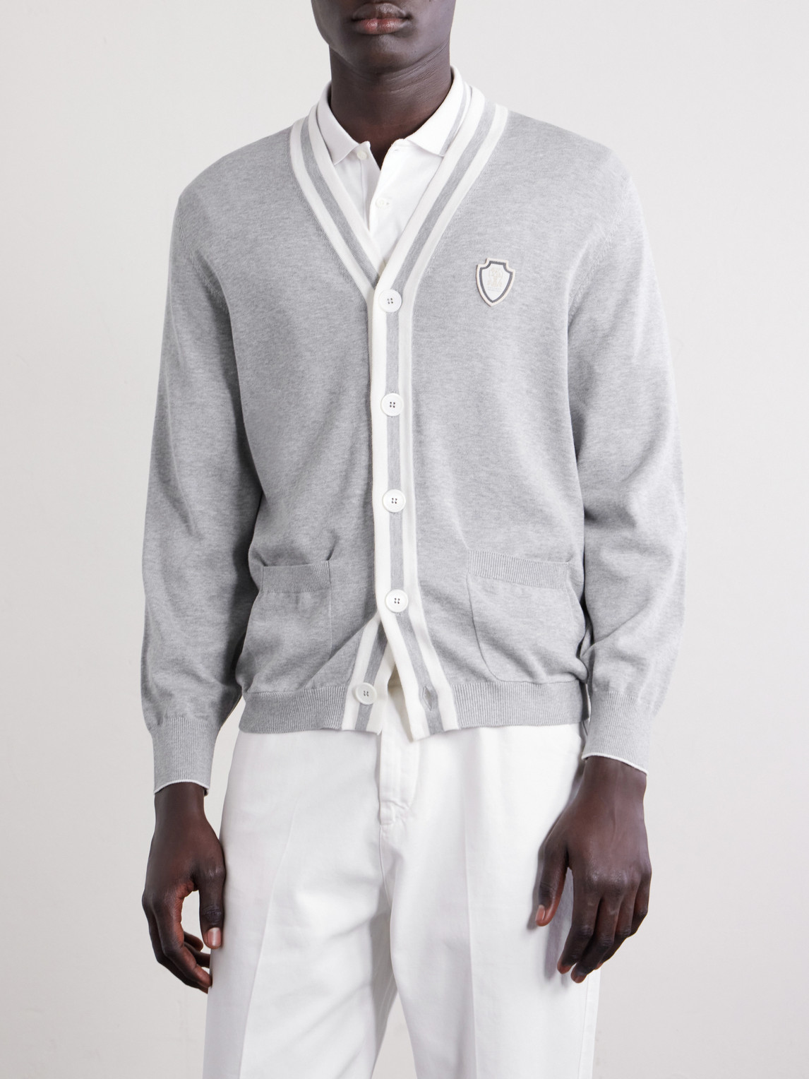 Logo-Appliquéd Cotton Cardigan