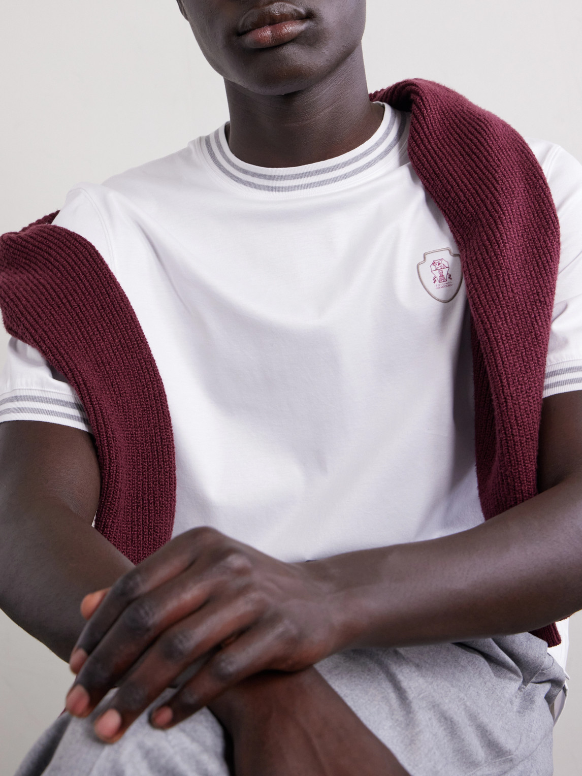 Logo-Appliquéd Cotton-Jersey Tennis Shirt