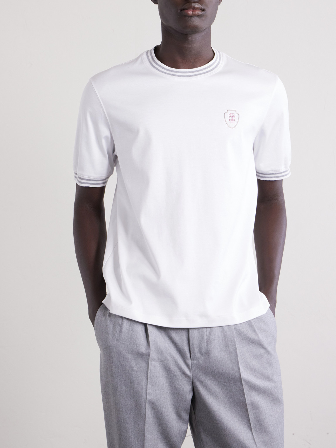 Logo-Appliquéd Cotton-Jersey Tennis Shirt