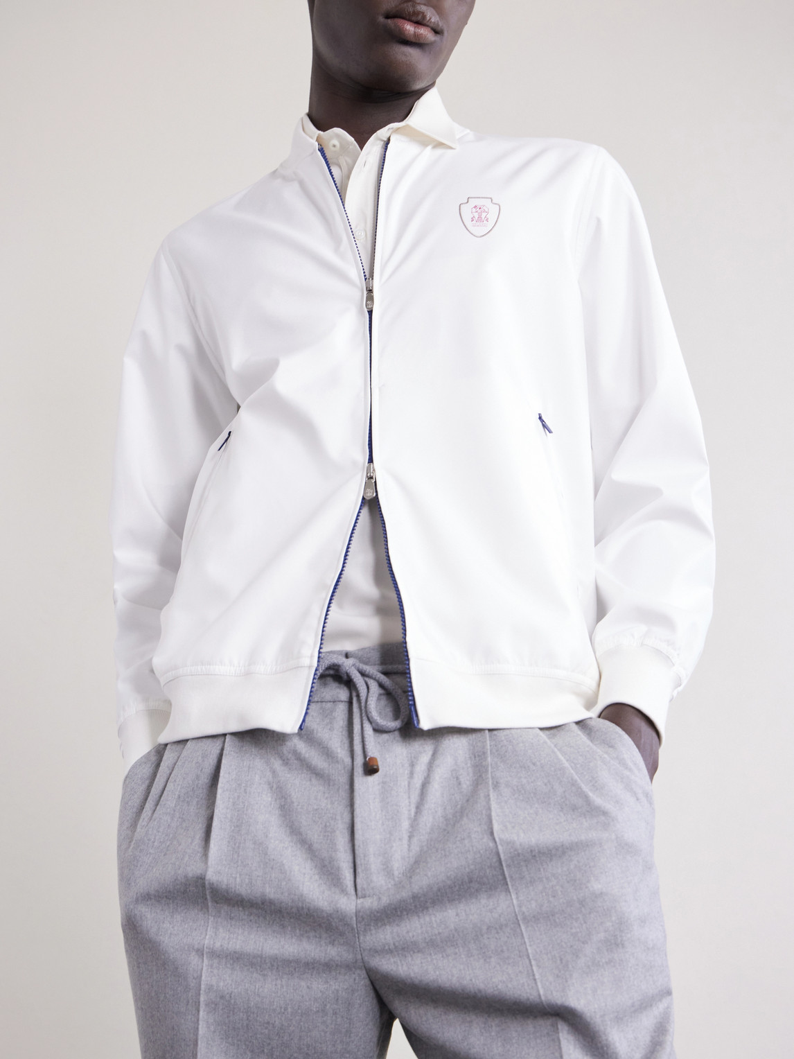 Logo-Appliquéd Shell Bomber Jacket