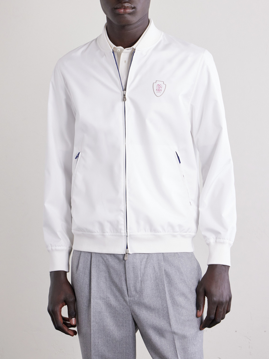 Logo-Appliquéd Shell Bomber Jacket