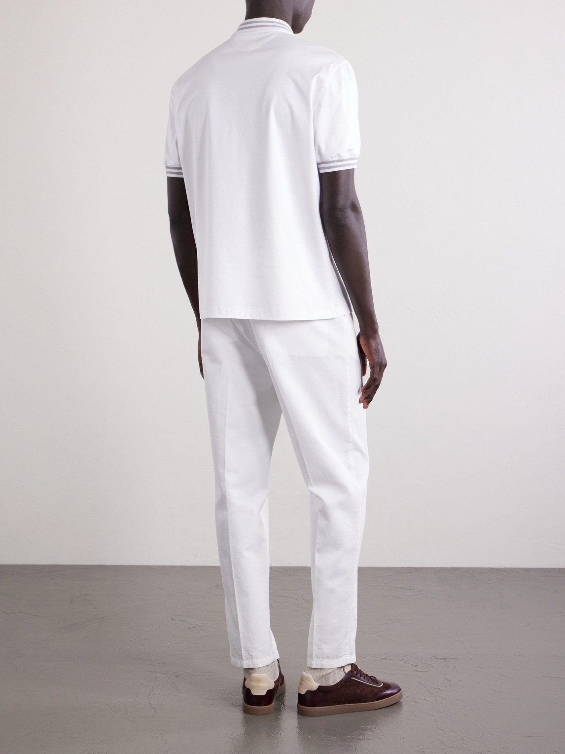 Logo-Appliquéd Striped Cotton-Jersey Polo Shirt