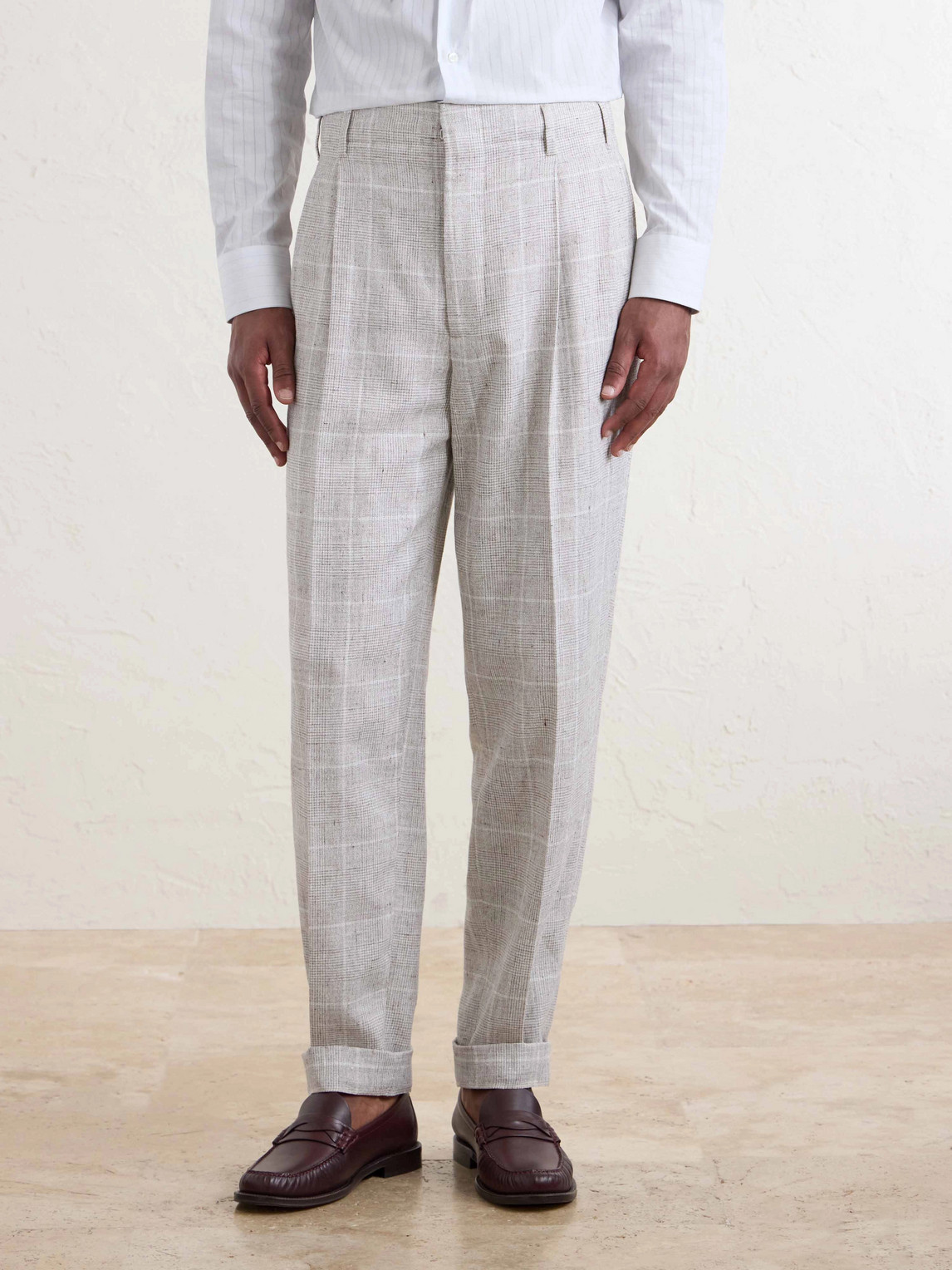  Brunello Cucinelli - Pleated Checked Wool-blend Suit Trousers - Men - Gray - It 46 
