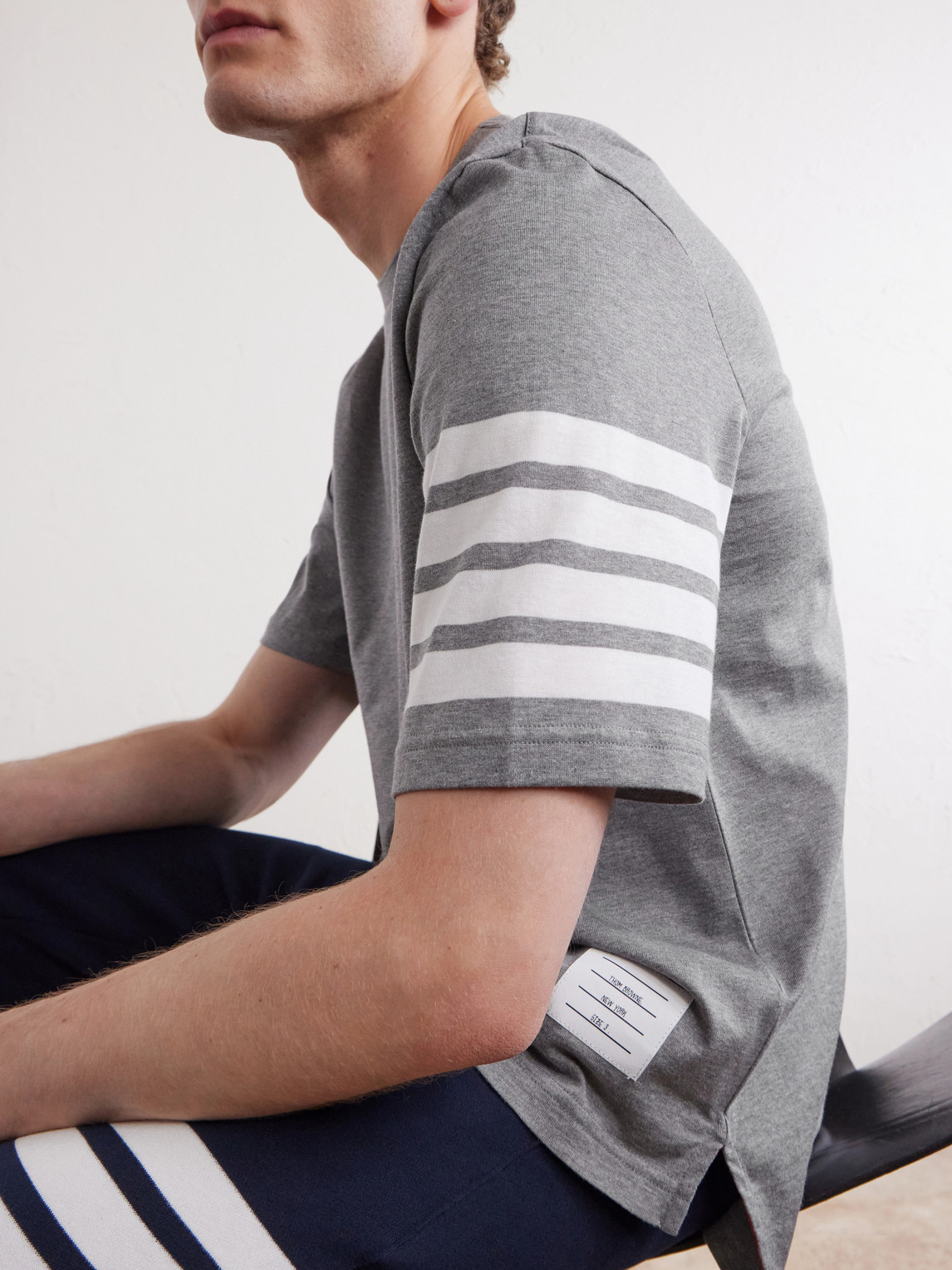Logo-Appliquéd Striped Cotton-Jersey T-Shirt