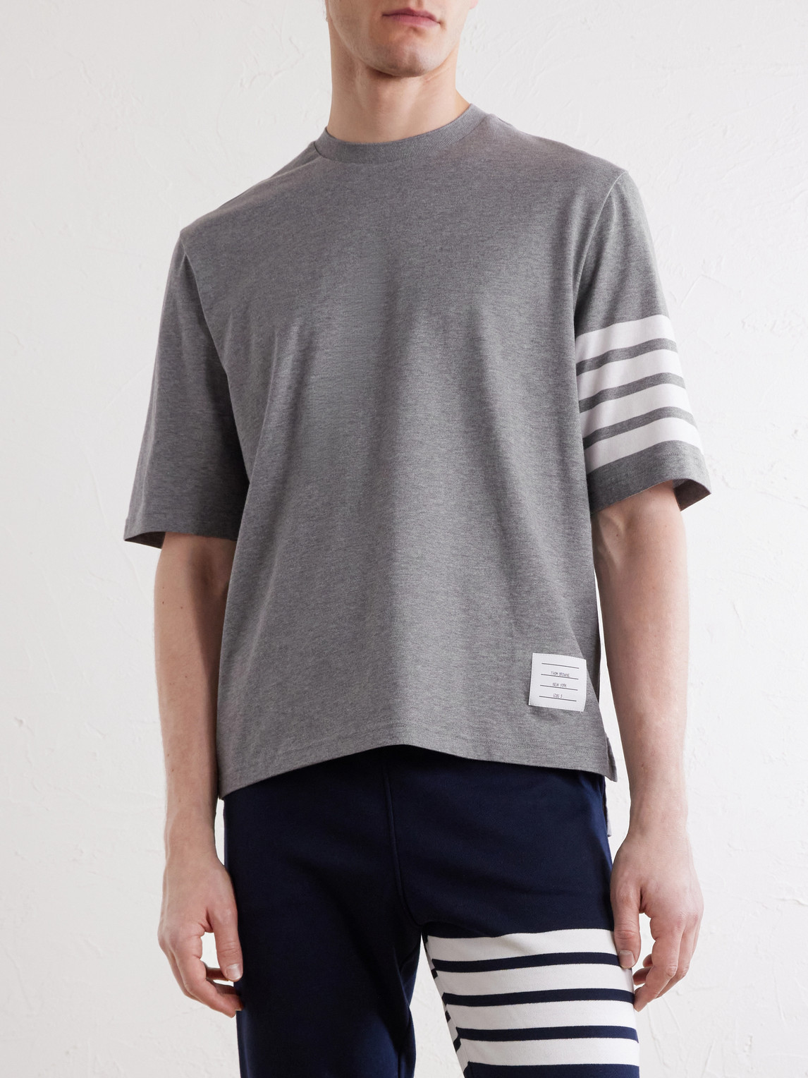 Logo-Appliquéd Striped Cotton-Jersey T-Shirt