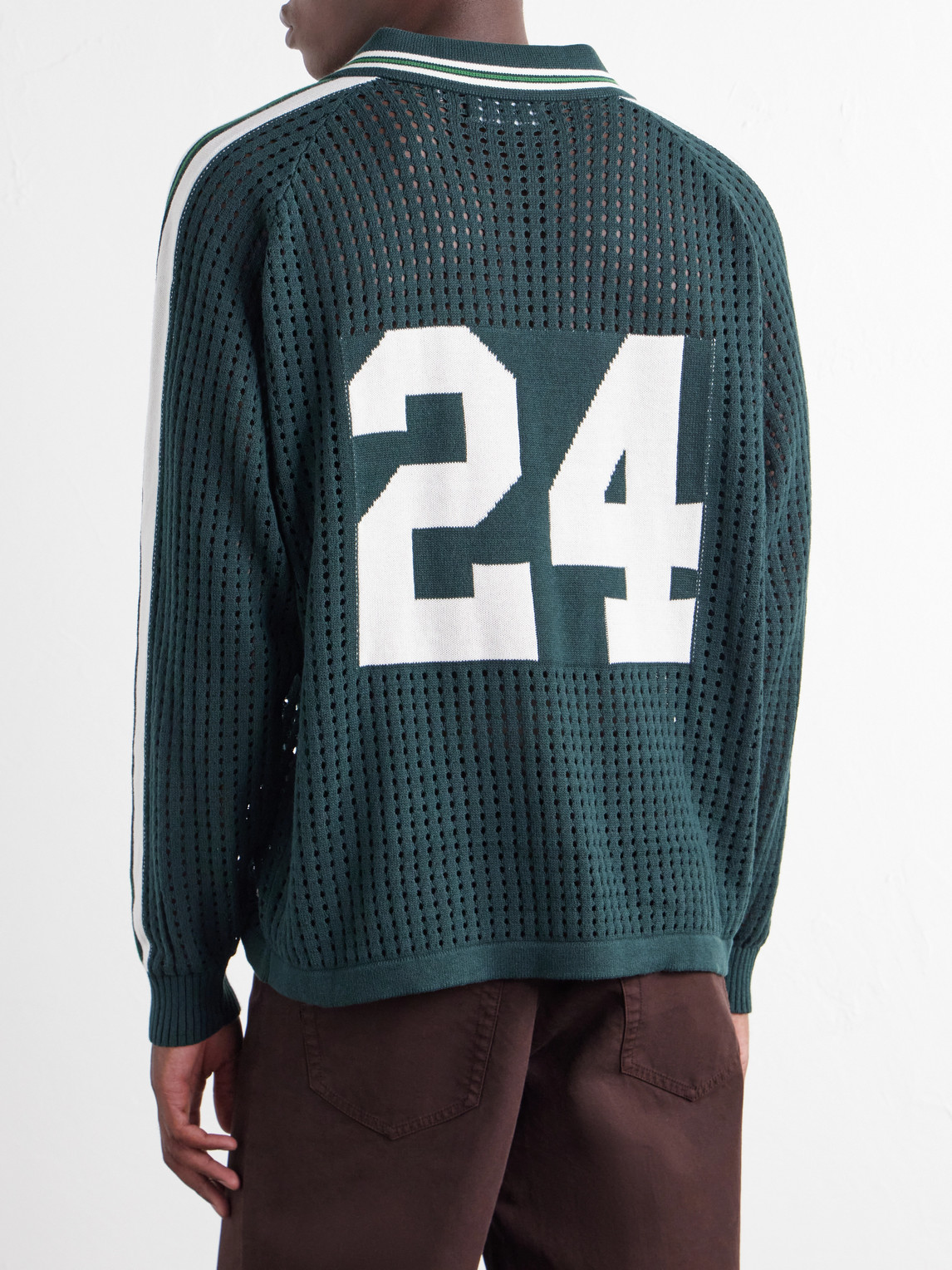 Logo-Jacquard Open-Knit Cotton-Jersey T-Shirt