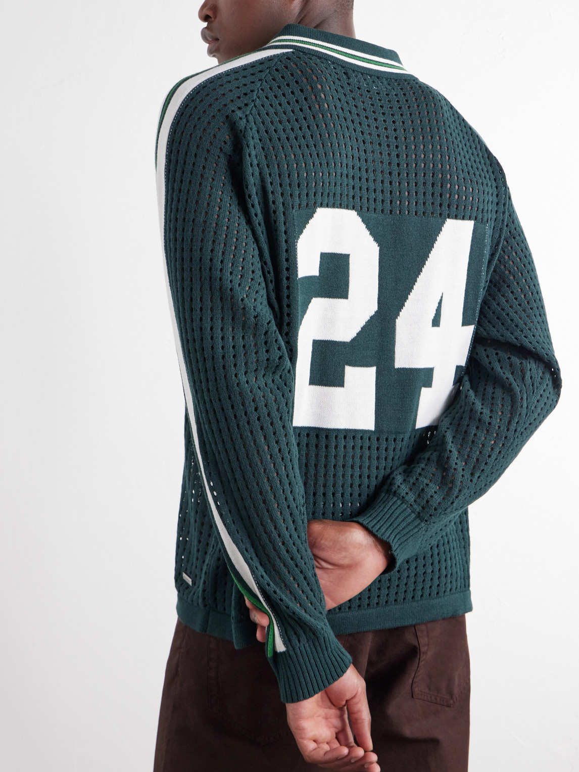 Logo-Jacquard Open-Knit Cotton-Jersey T-Shirt