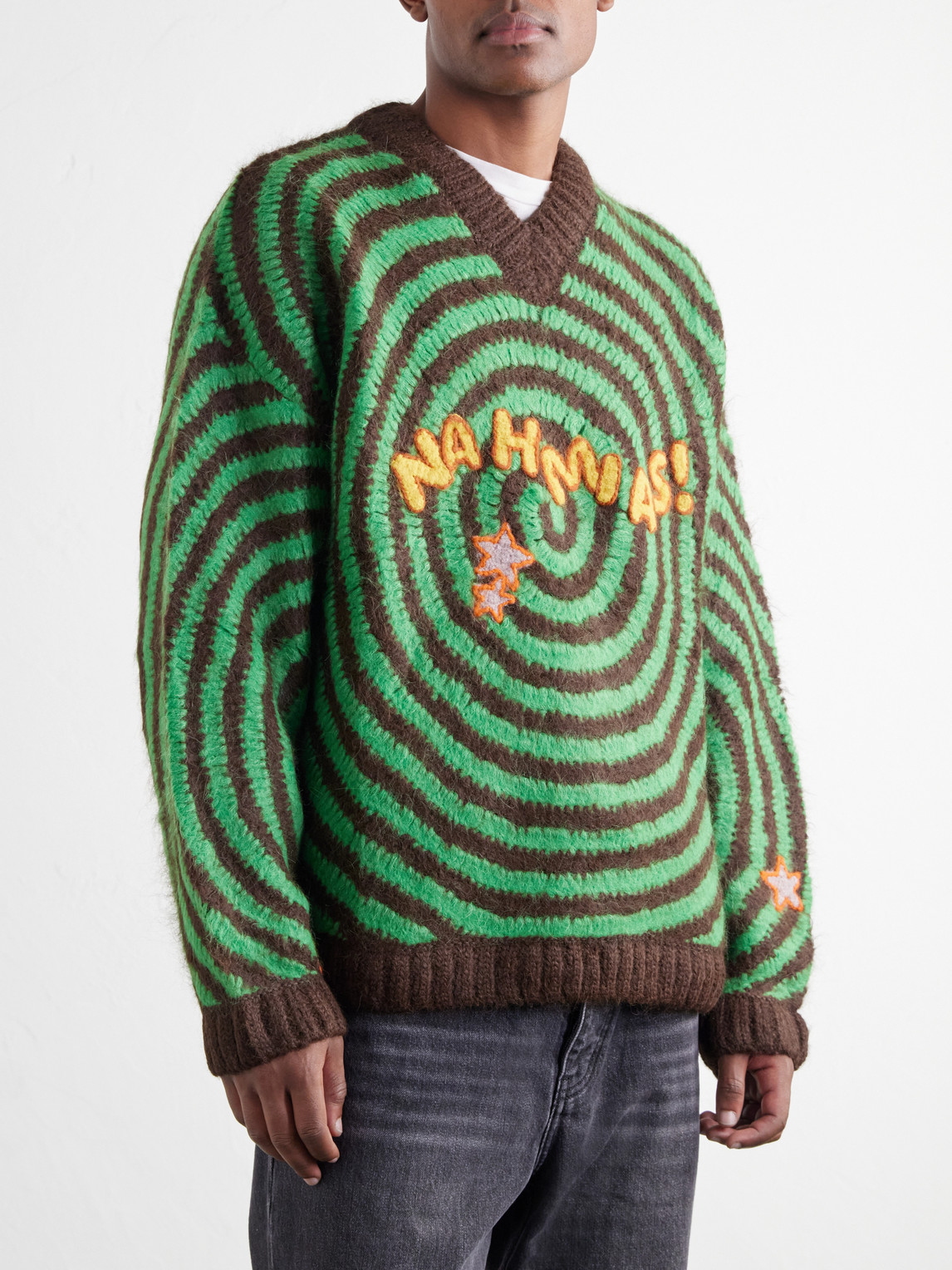 Alpaca-Blend Crochet-Knit Sweater