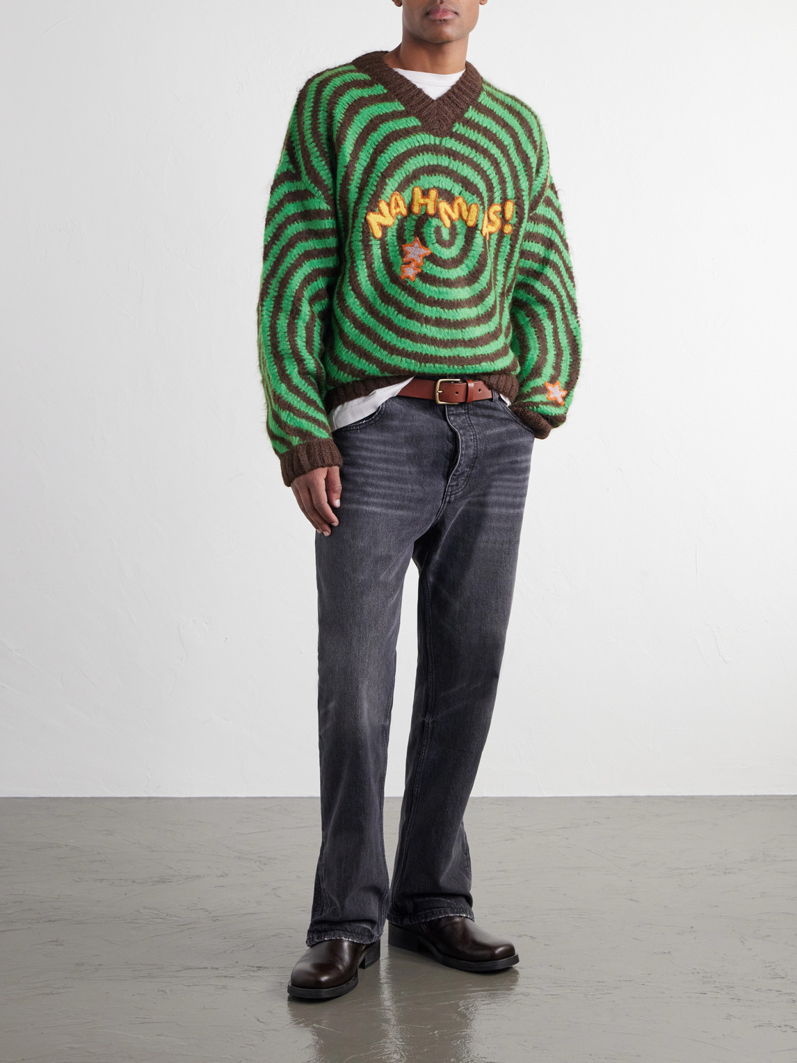 Alpaca-Blend Crochet-Knit Sweater
