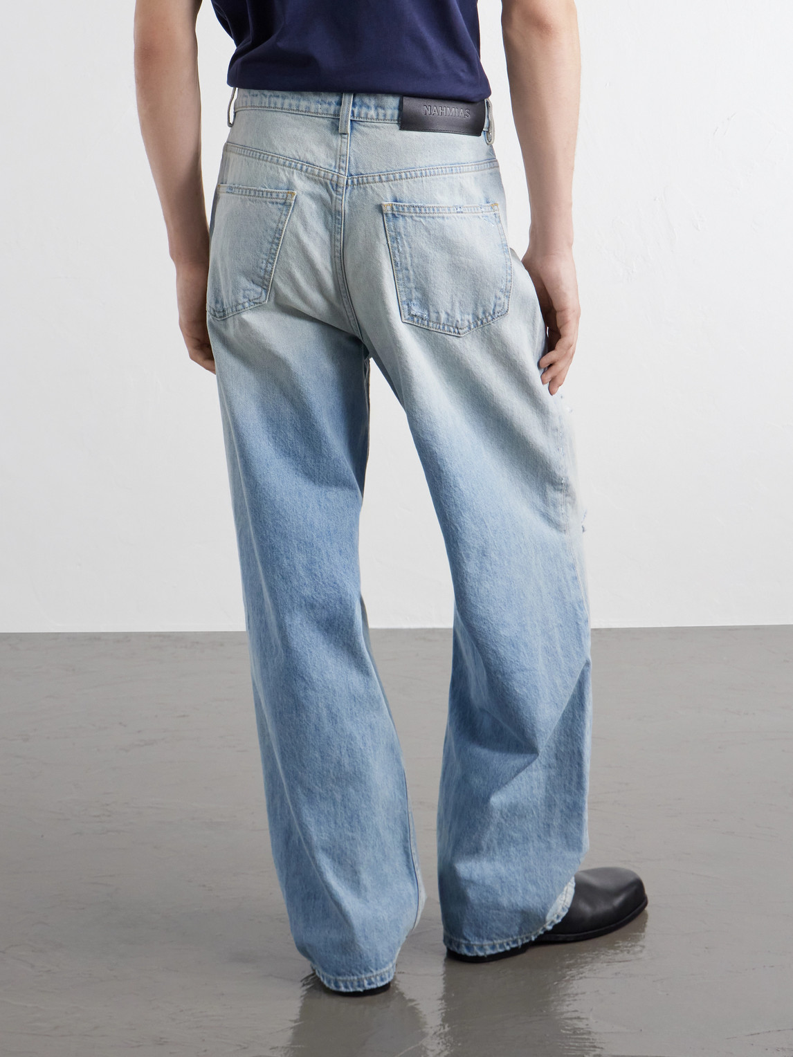 Wide-Leg Distressed Jeans