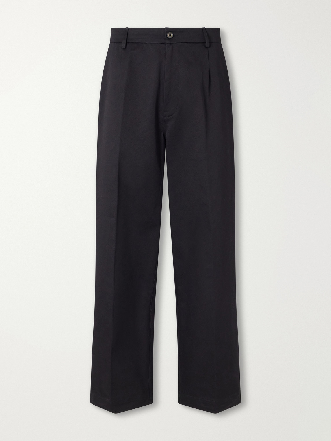 Volume Wide-Leg Pleated Cotton Trousers