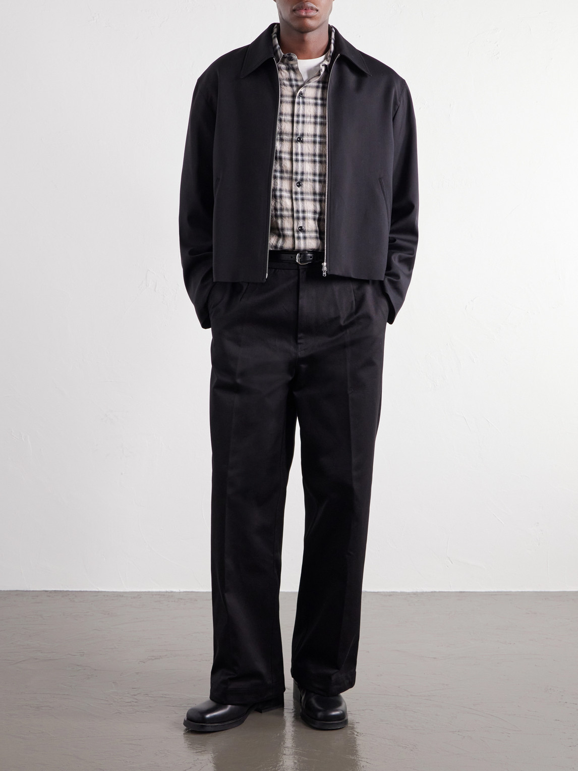 Volume Wide-Leg Pleated Cotton Trousers