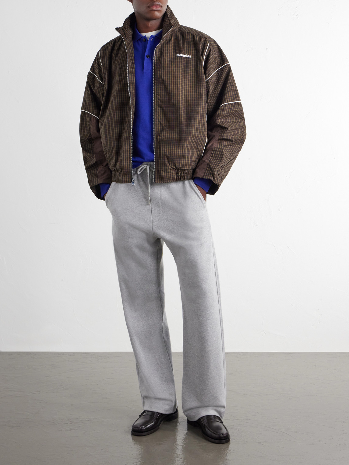 Grid Checked Logo-Embroidered Cotton Blouson Jacket