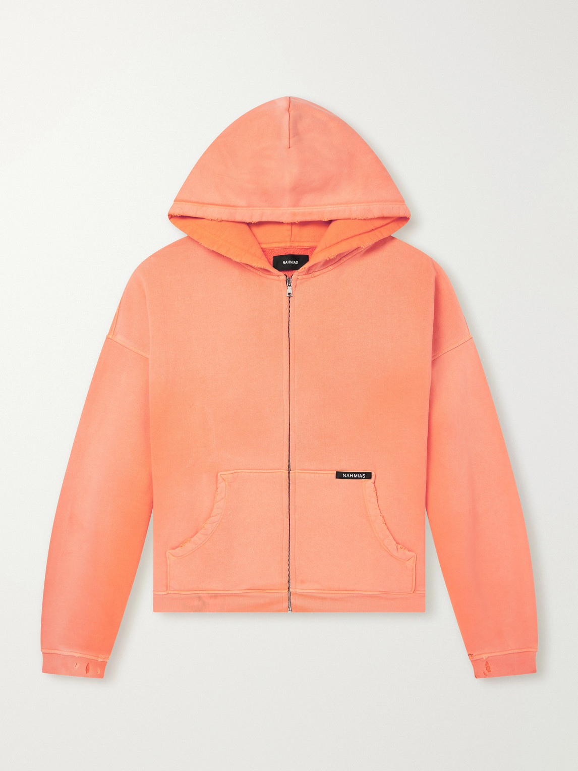 Distressed Cotton-Jersey Zip-Up Hoodie