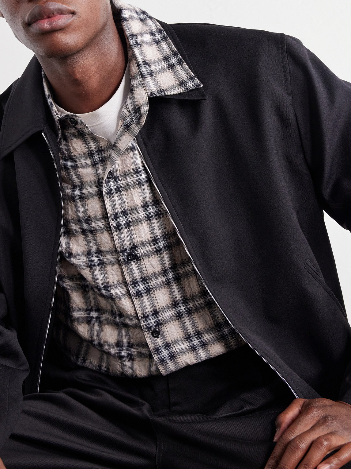 Checked Cotton-Blend Seersucker Shirt