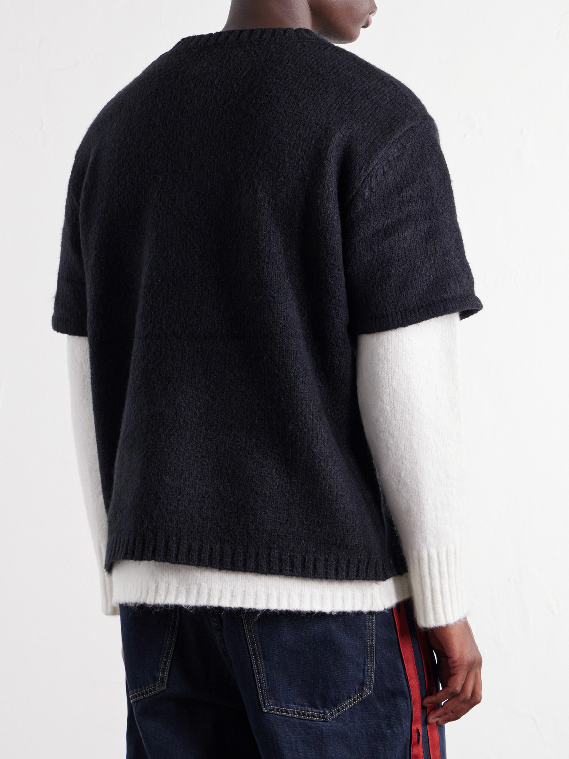 Two-Tone Layered Brushed Sweater