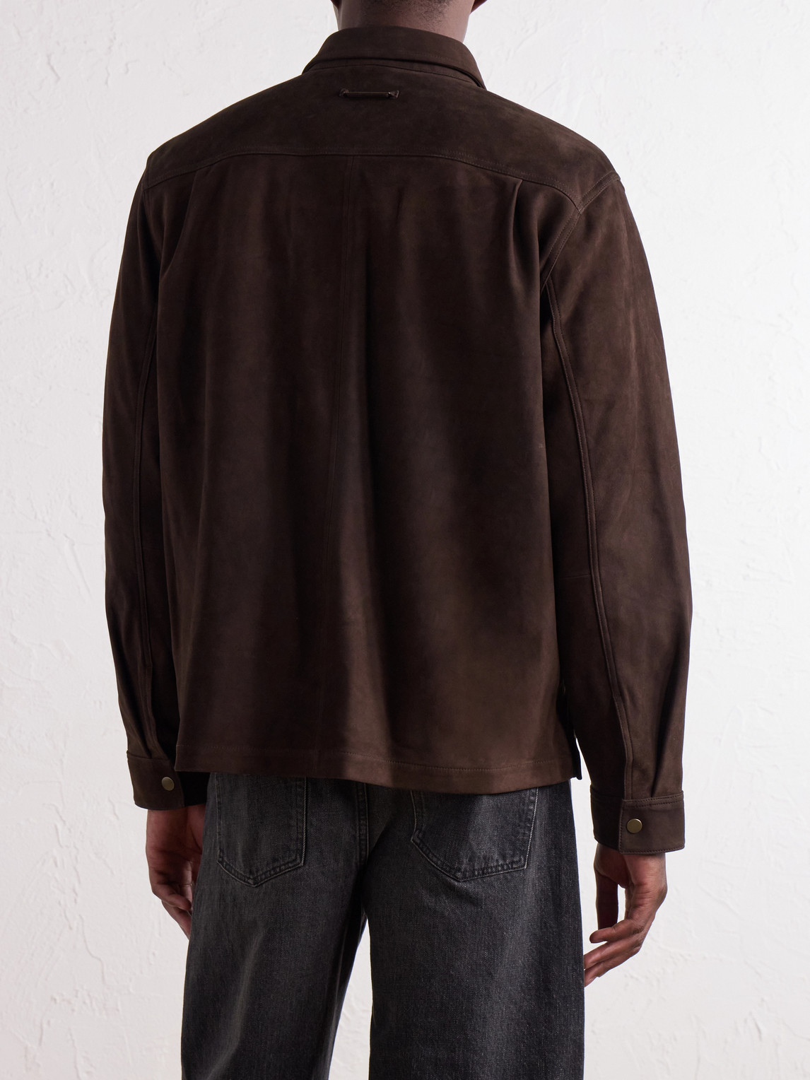 Aimé Leon Dore - Logo-Appliquéd Paneled Suede Overshirt