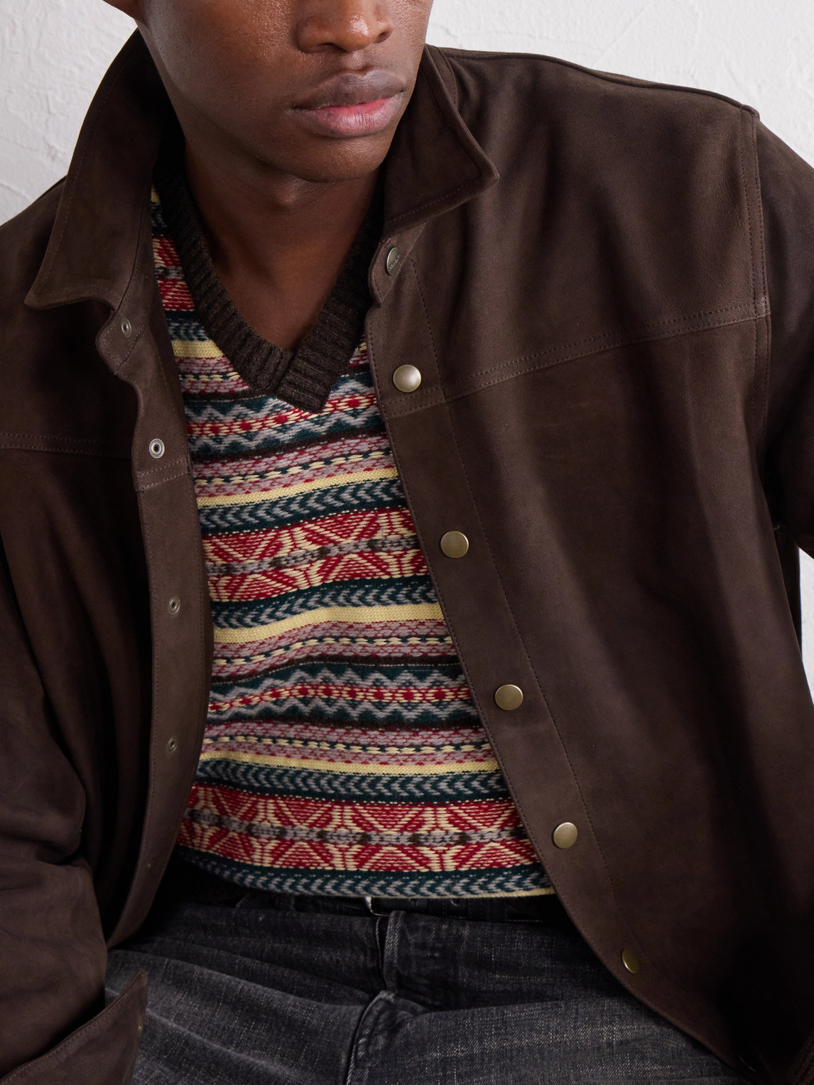 Aimé Leon Dore - Logo-Appliquéd Paneled Suede Overshirt