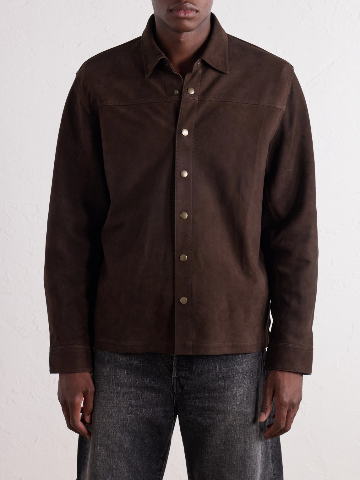 Aimé Leon Dore - Logo-Appliquéd Paneled Suede Overshirt