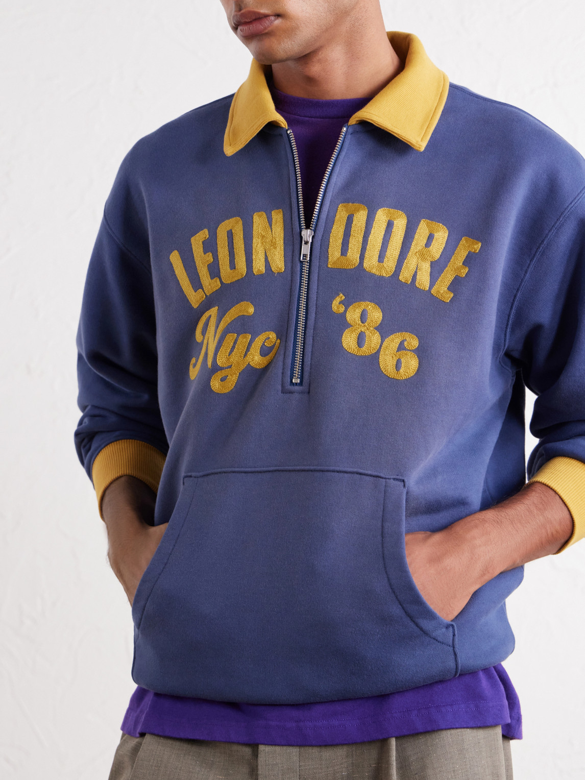 Aimé Leon Dore - Tour Logo-Embroidered Cotton-Jersey Half-Zip Sweater
