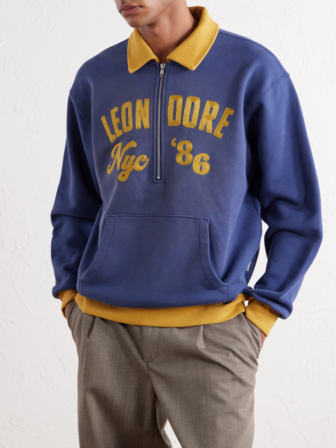 Aimé Leon Dore - Tour Logo-Embroidered Cotton-Jersey Half-Zip Sweater