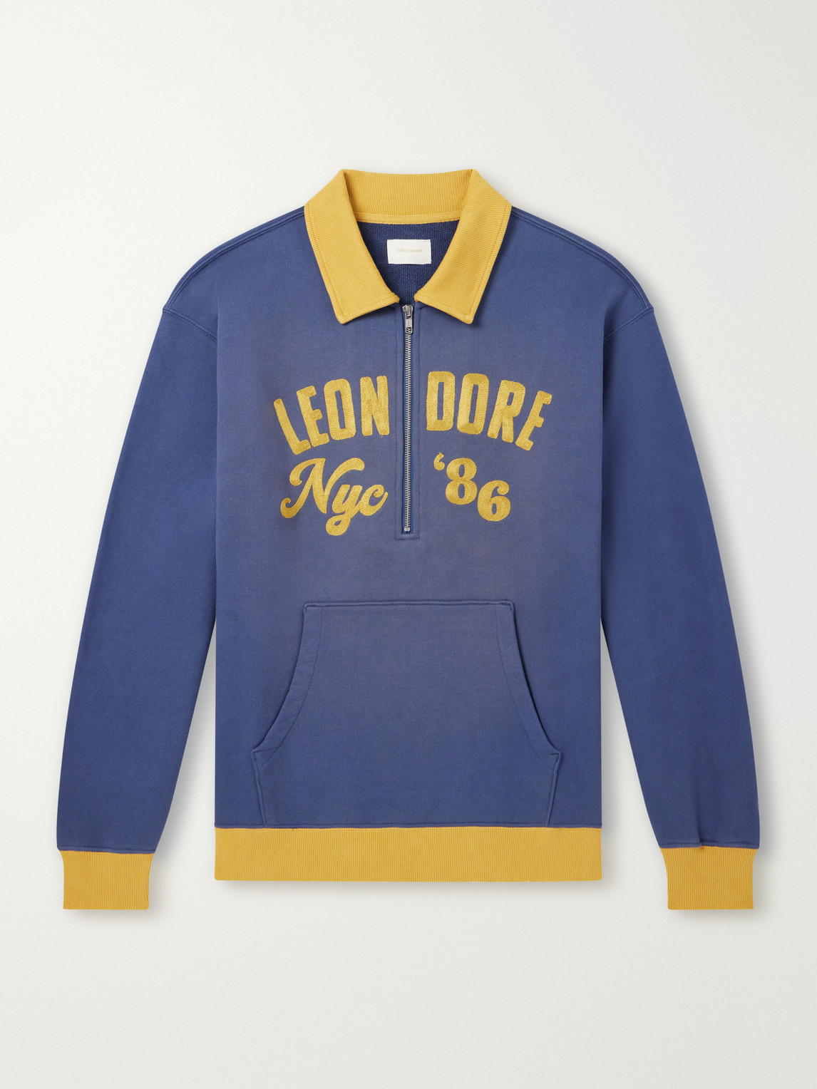 Aimé Leon Dore Tour Logo-embroidered Cotton-jersey Half-zip Sweater In Blue