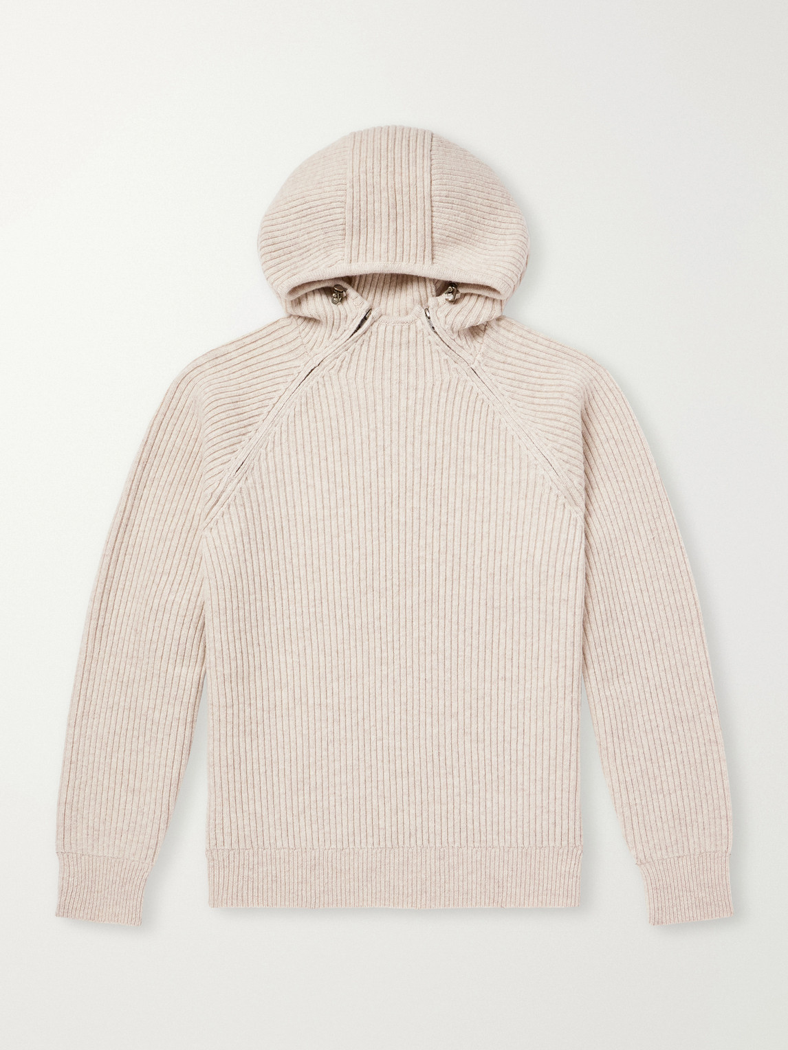 Aimé Leon Dore Ribbed-knit Wool-blend Hoodie In Neutral
