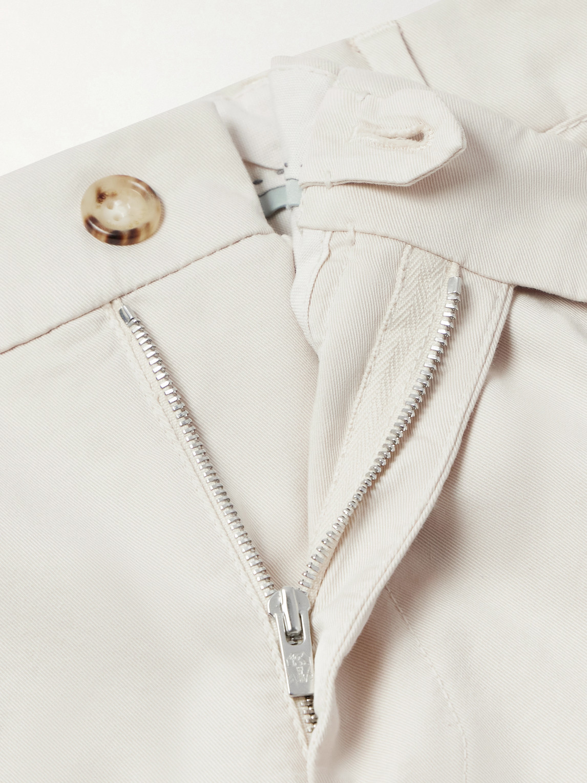 Straight-Leg Cotton-Blend Trousers Slim-Fit