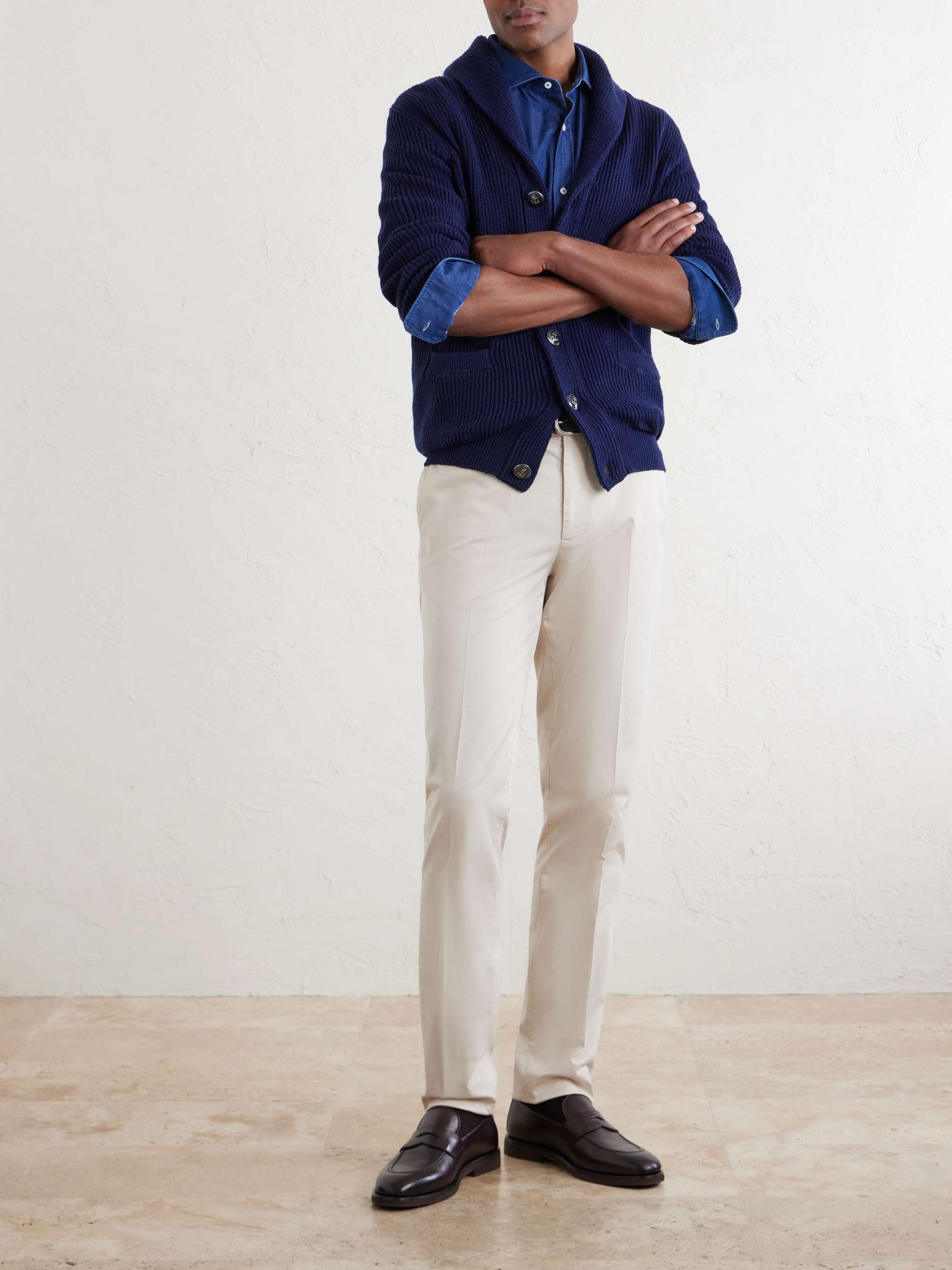 BRUNELLO CUCINELLI Slim-Fit Stretch-Cotton Gabardine Trousers
