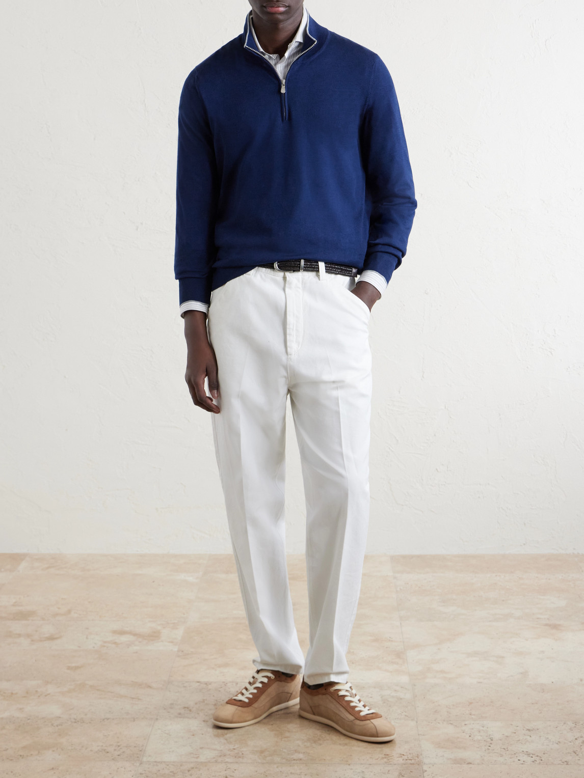 Cotton And Cashmere-Blend Half-Zip Sweater