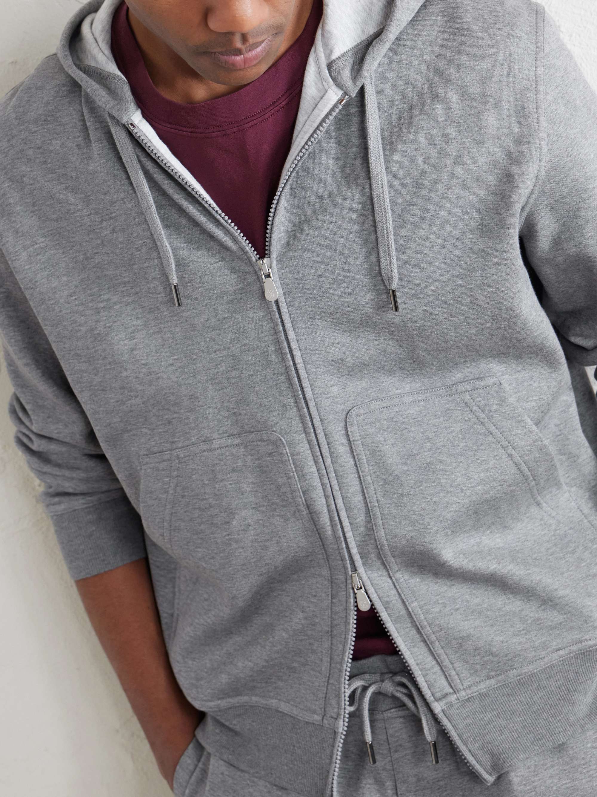 BRUNELLO CUCINELLI Cotton-Blend Jersey Zip-Up Hoodie for Men | MR