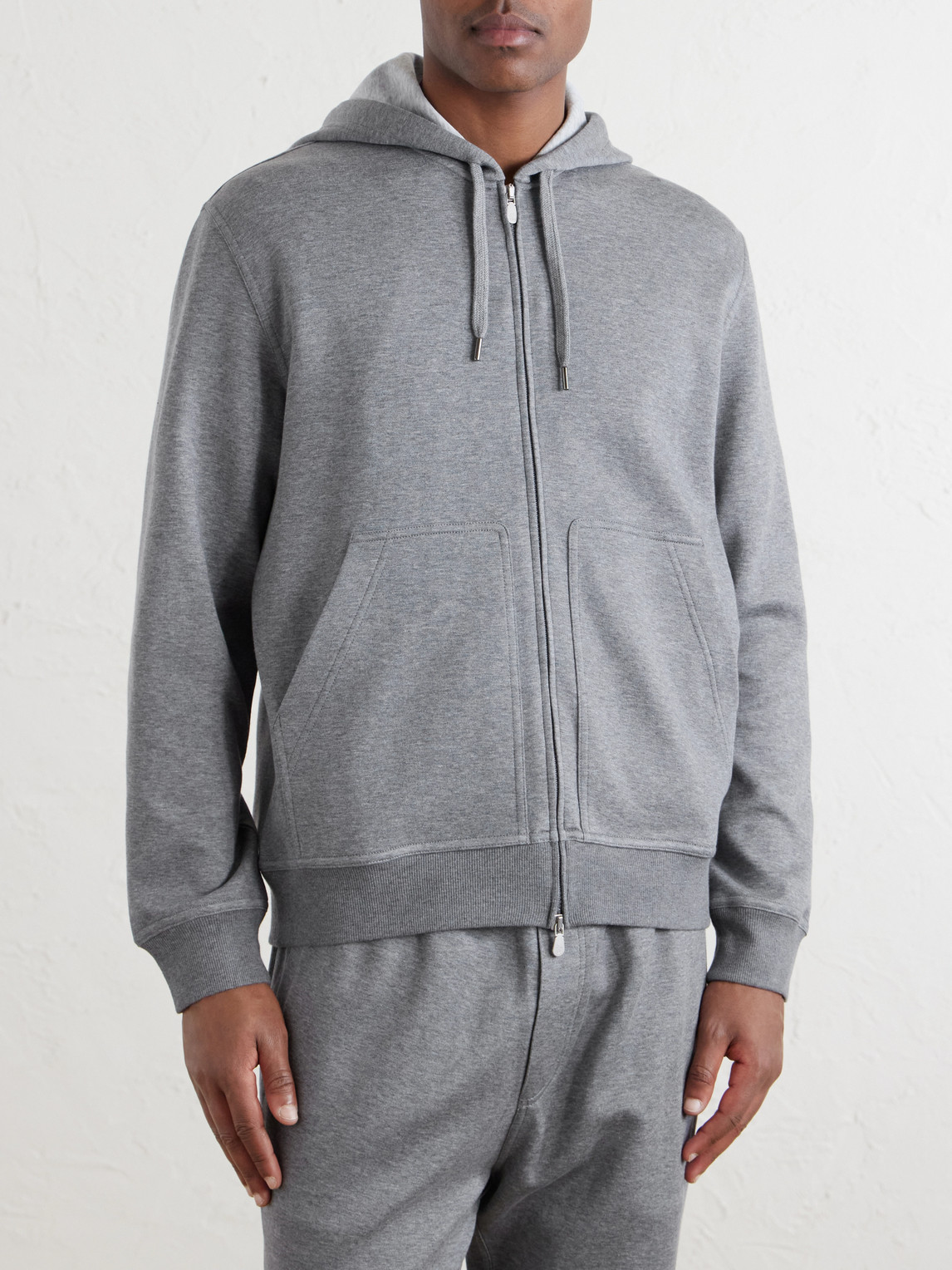 Cotton-Blend Jersey Zip-Up Hoodie