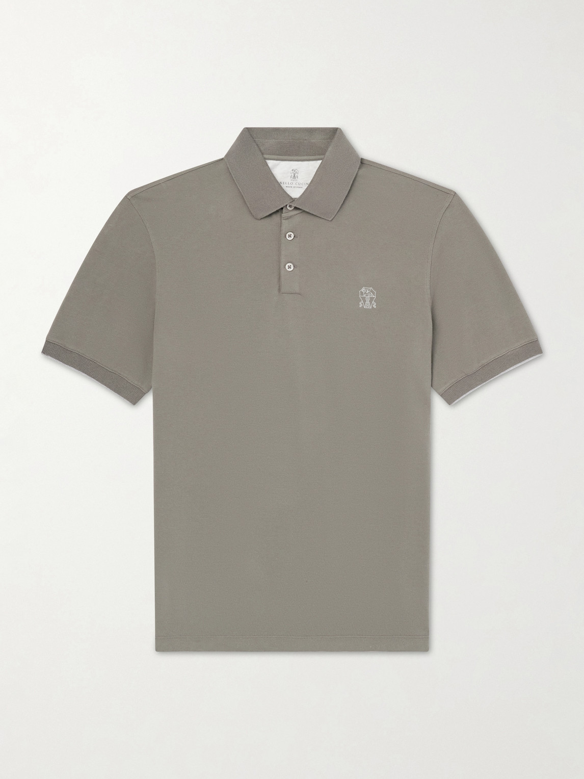 Brunello Cucinelli Logo-Print Cotton-Piqué Polo Shirt - Men