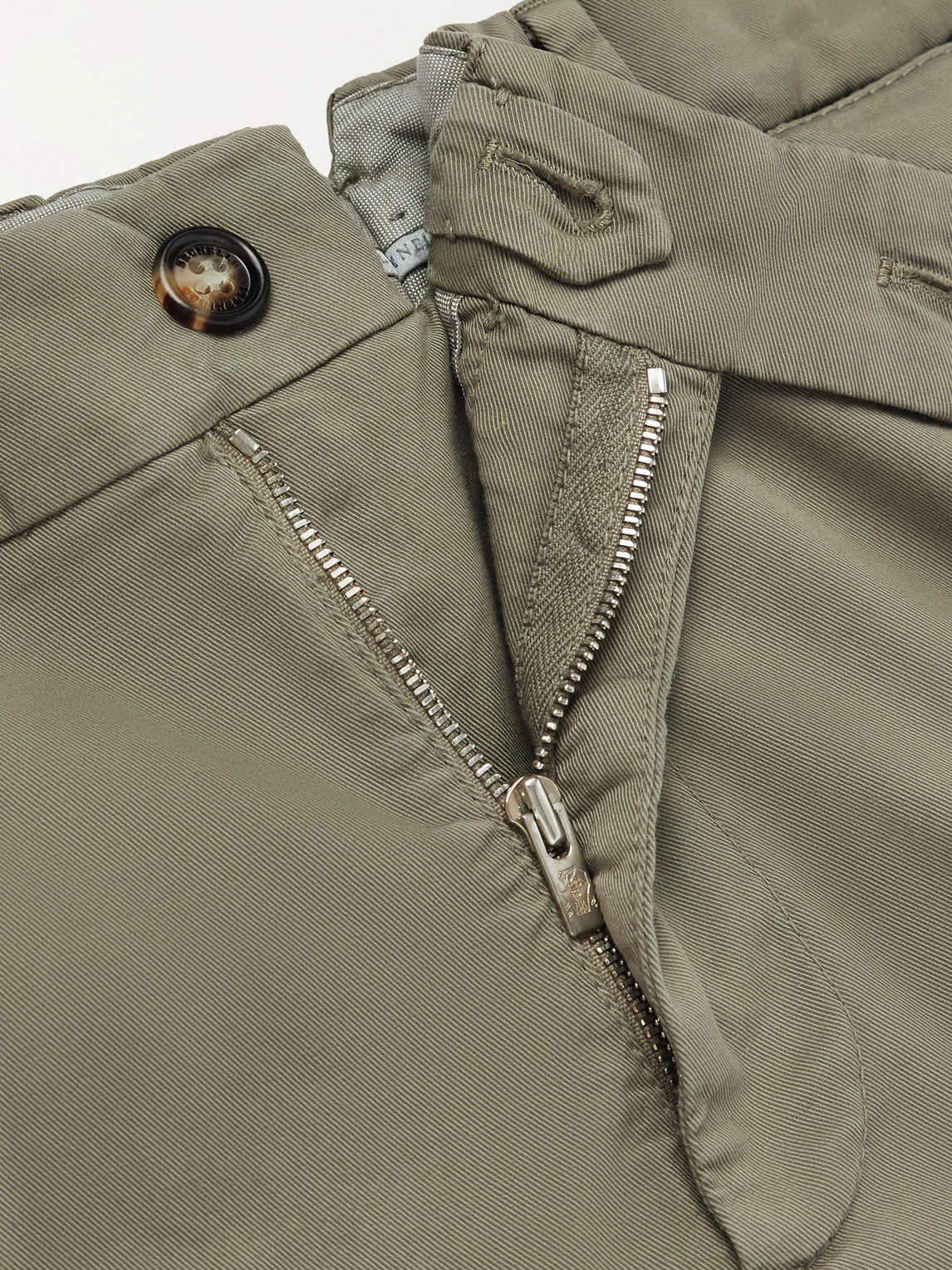 Straight-Leg Stretch-Cotton Twill Trousers Slim-Fit