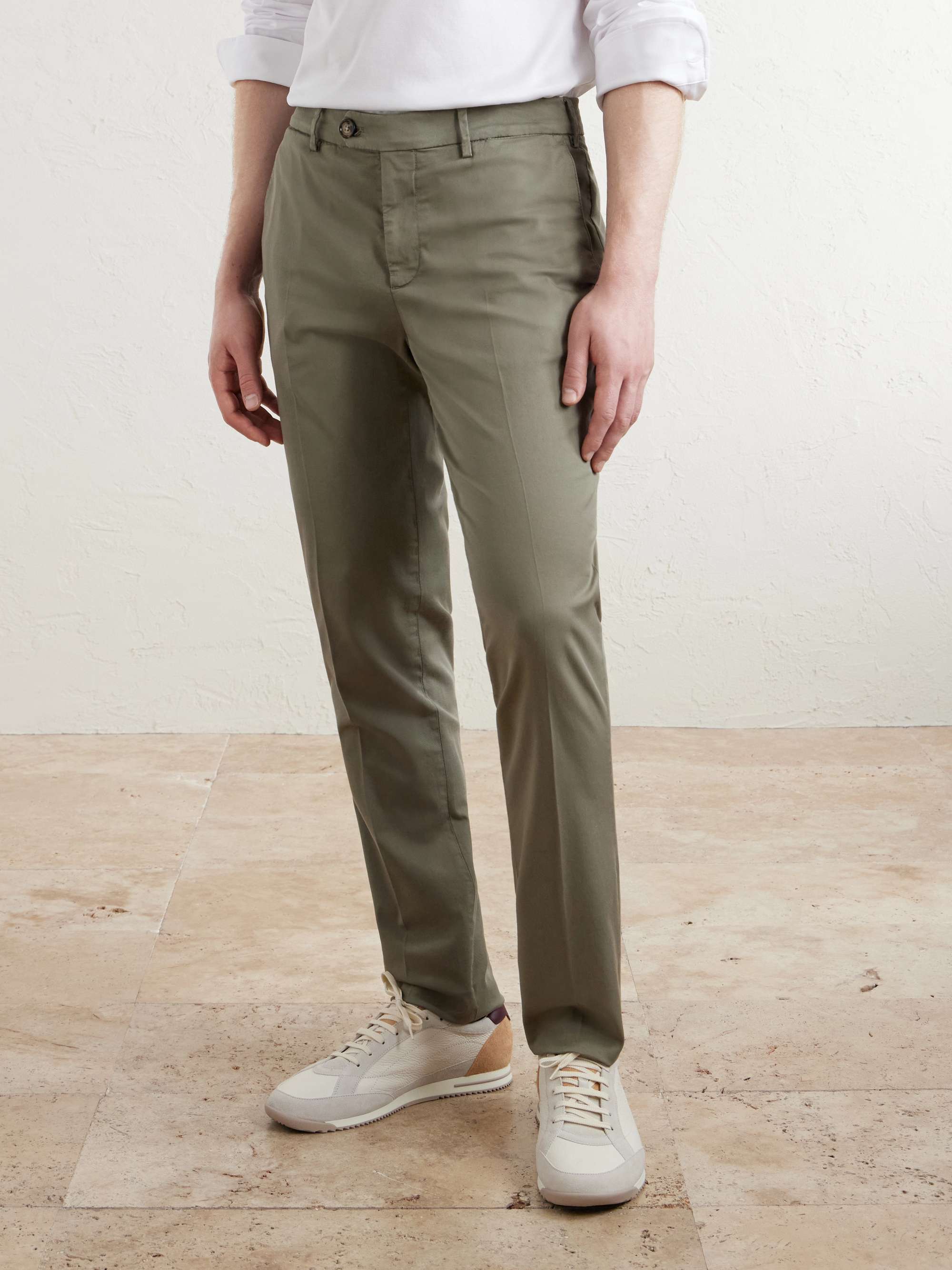 BRUNELLO CUCINELLI Slim-Fit Stretch-Cotton Gabardine Trousers