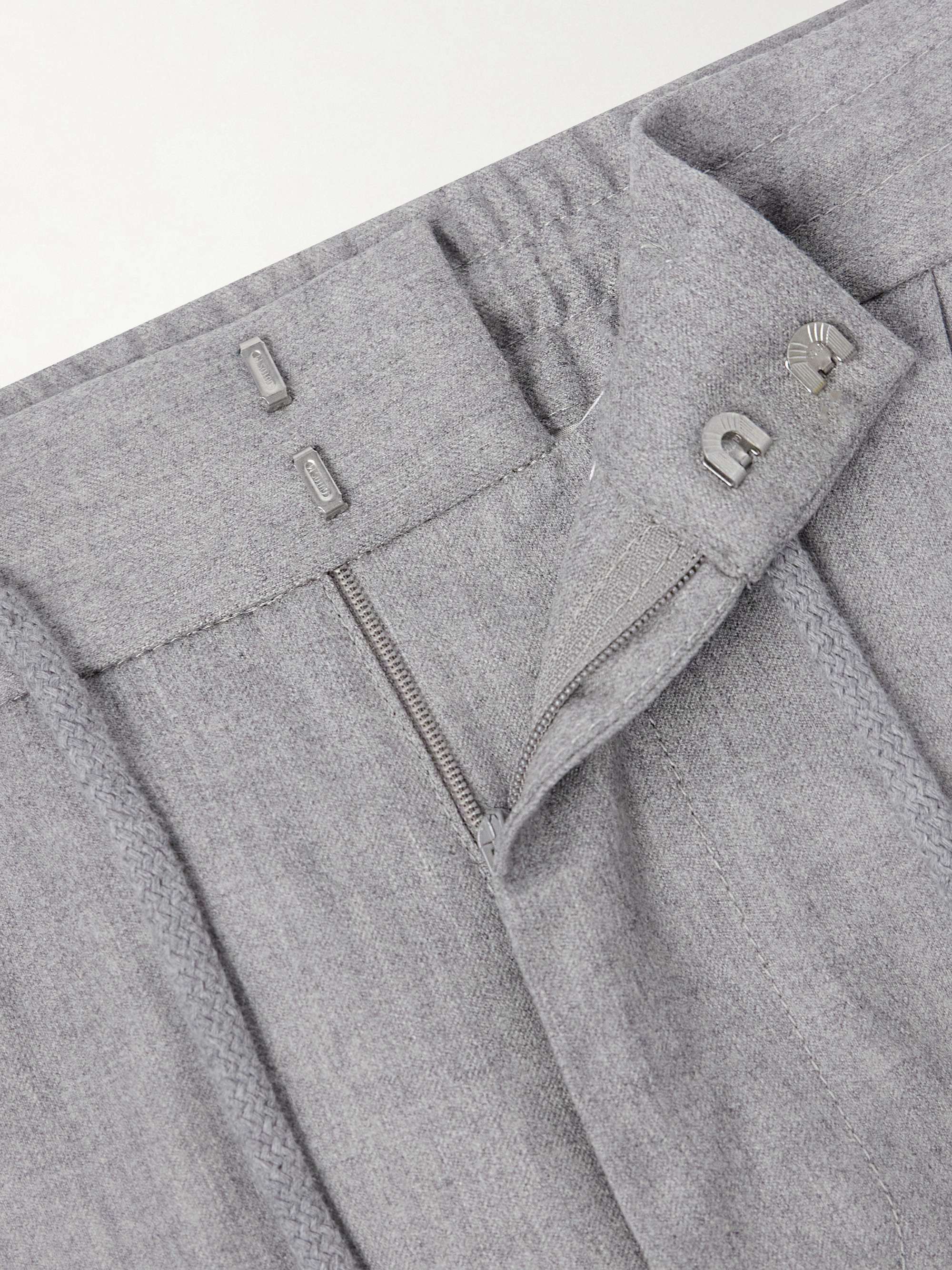 BRUNELLO CUCINELLI Tapered Pleated Virgin Wool-Flannel Drawstring