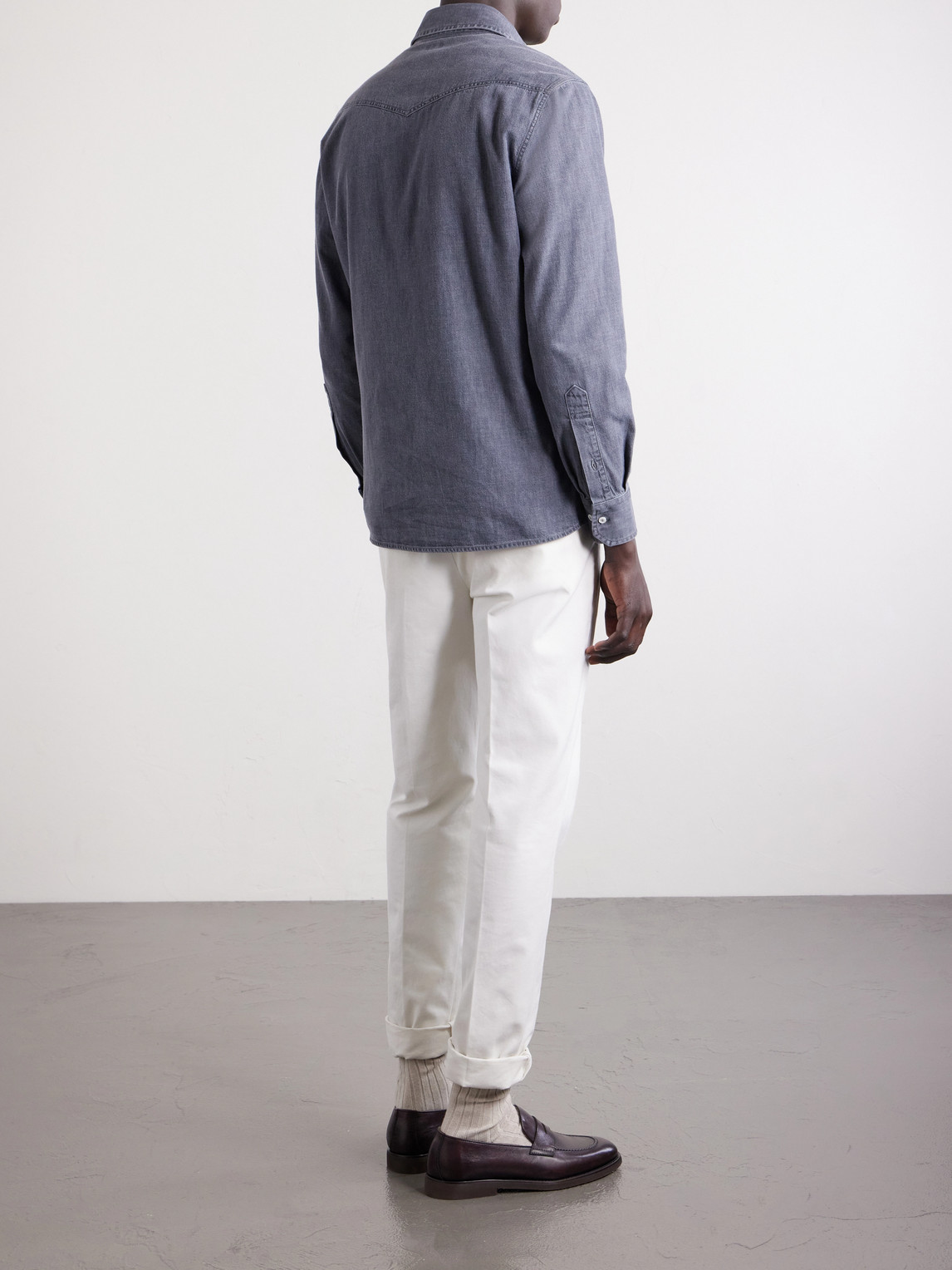  Brunello Cucinelli - Denim Shirt - Men - Gray - M 