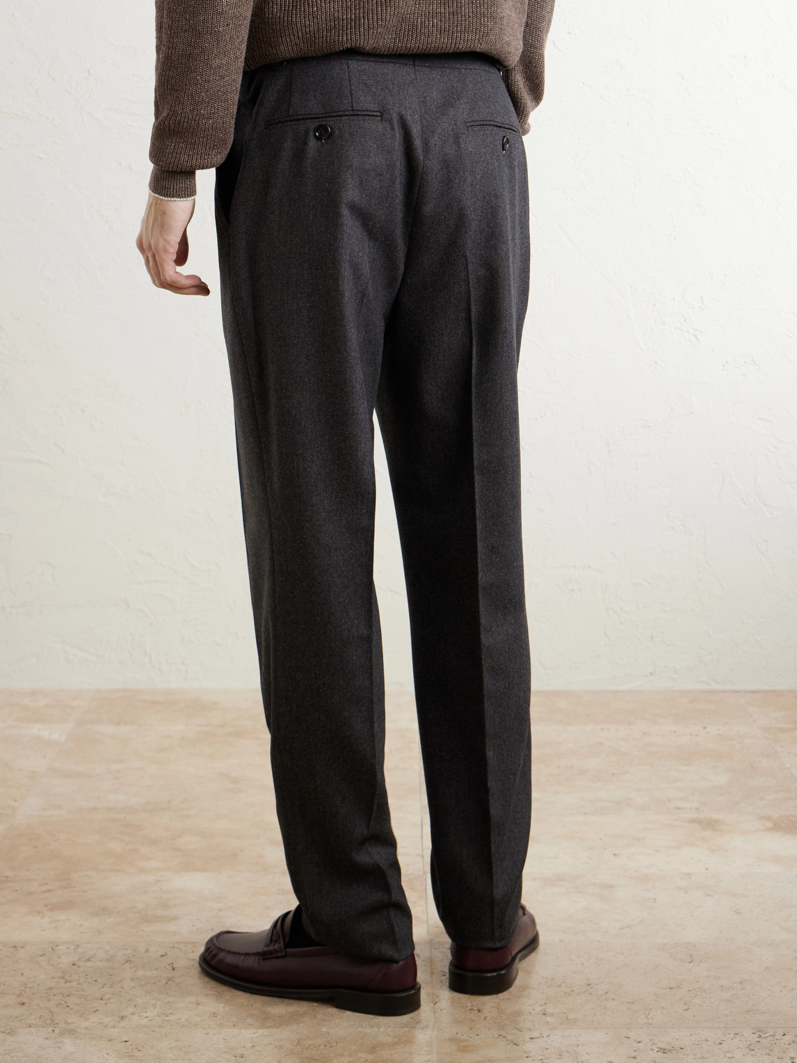 Straight-Leg Pleated Wool