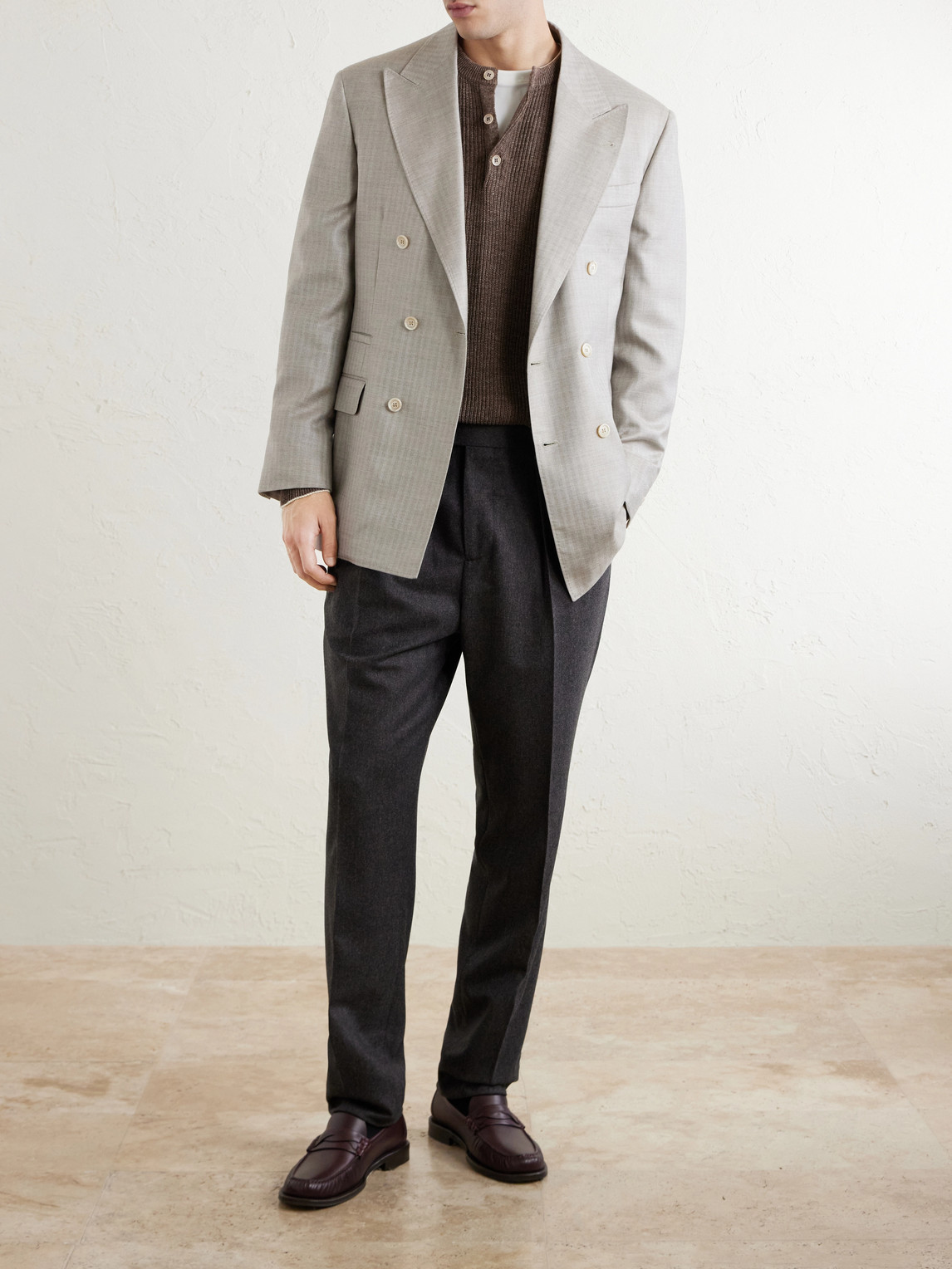 Straight-Leg Pleated Wool