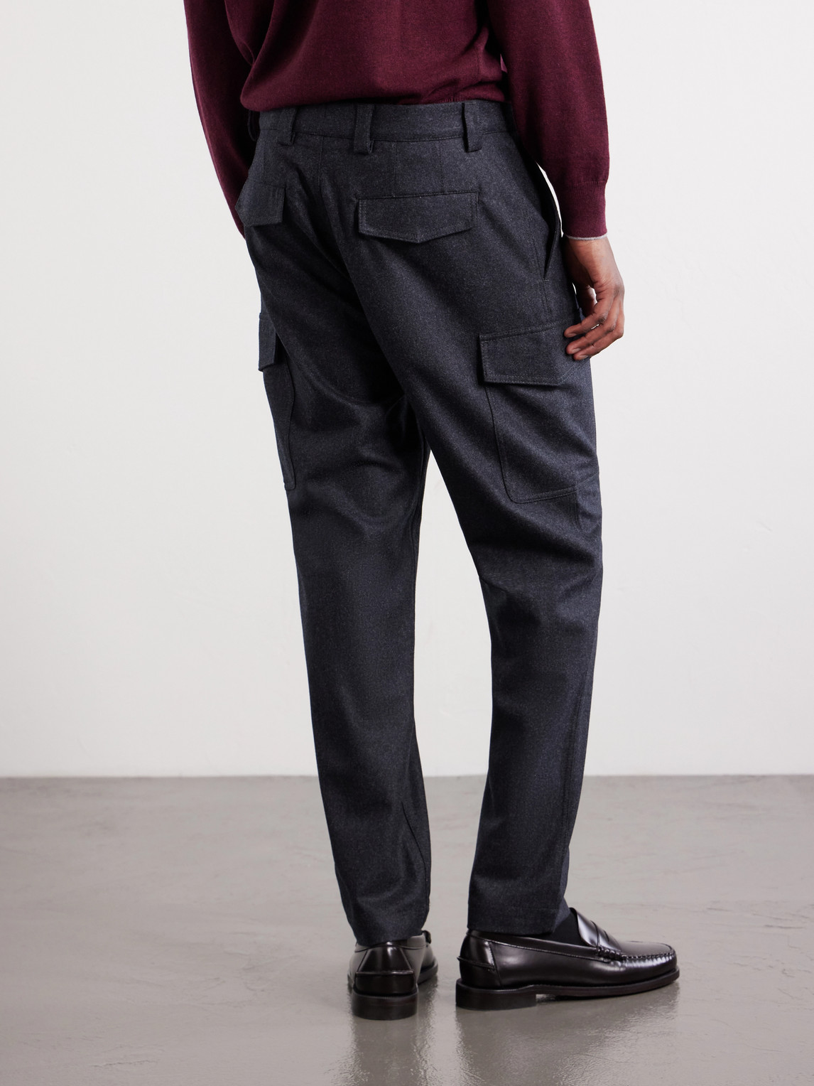 Tapered Virgin Wool Cargo Trousers