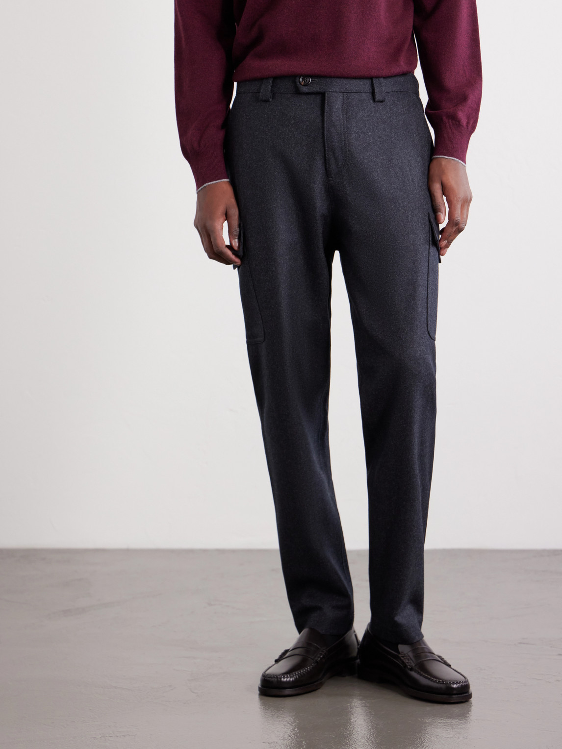 Tapered Virgin Wool Cargo Trousers