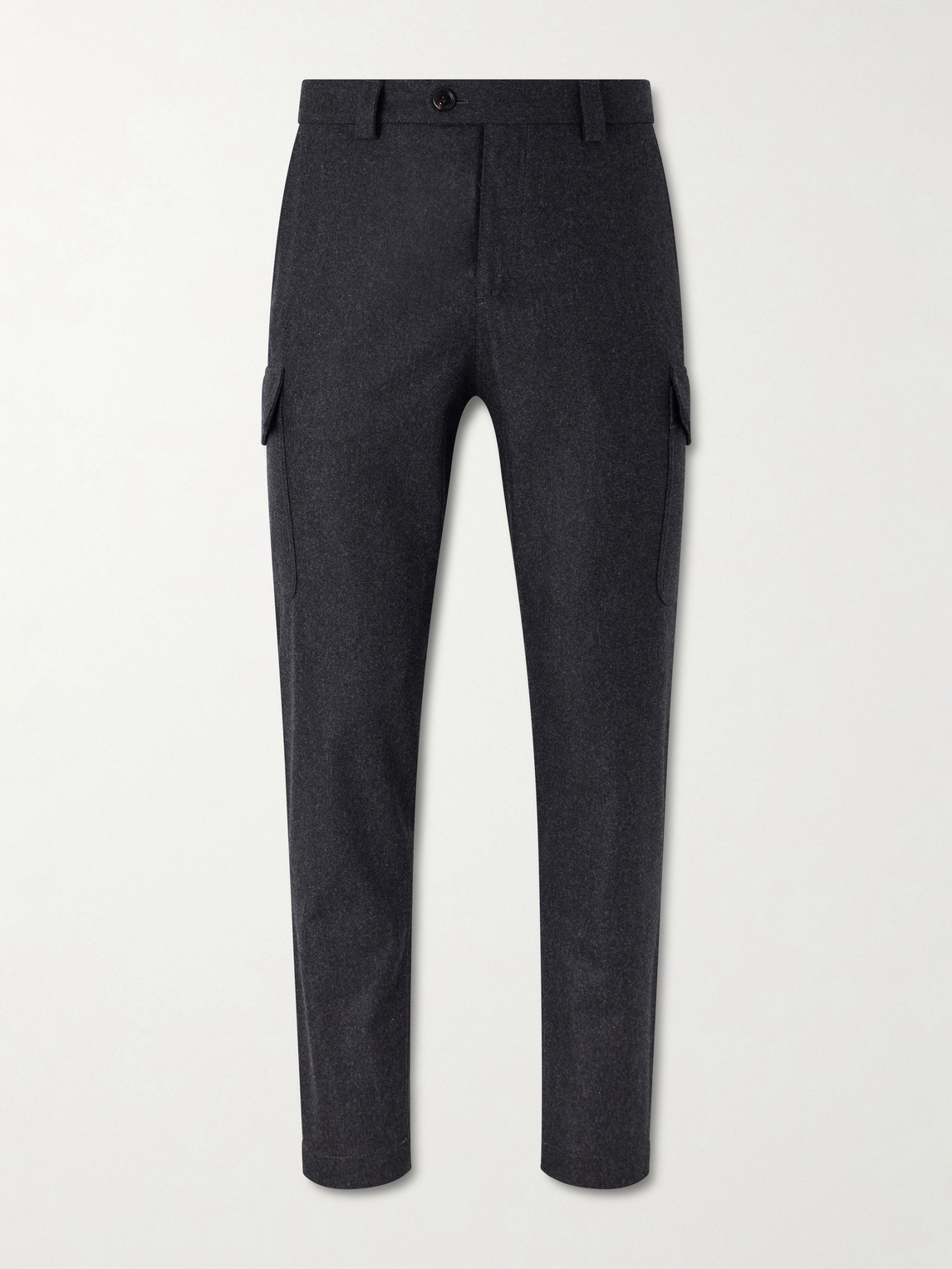 Brunello Cucinelli Tapered Virgin Wool Cargo Trousers In Gray