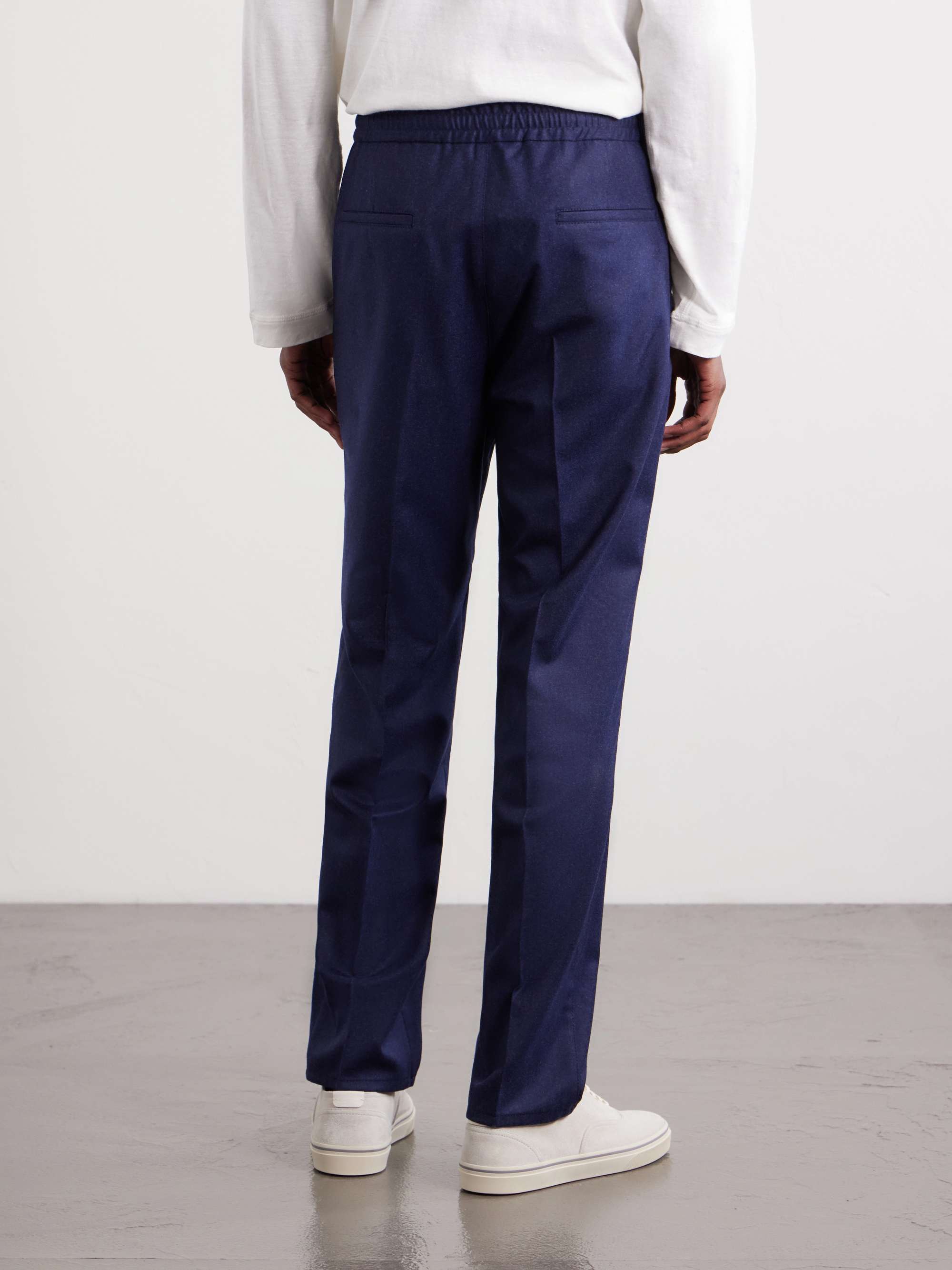 BRUNELLO CUCINELLI Tapered Pleated Virgin Wool-Flannel Drawstring