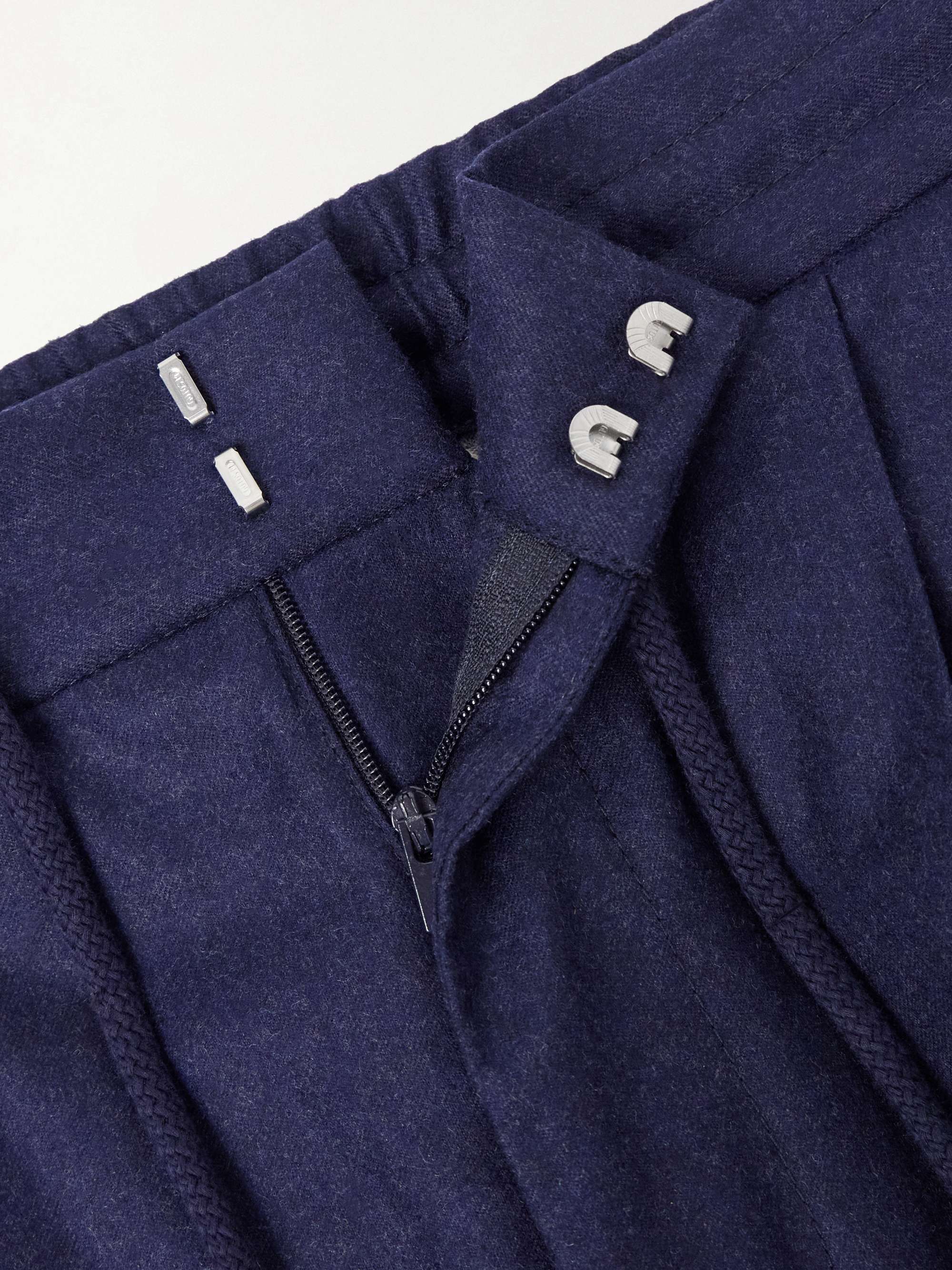 BRUNELLO CUCINELLI Tapered Pleated Virgin Wool-Flannel Drawstring