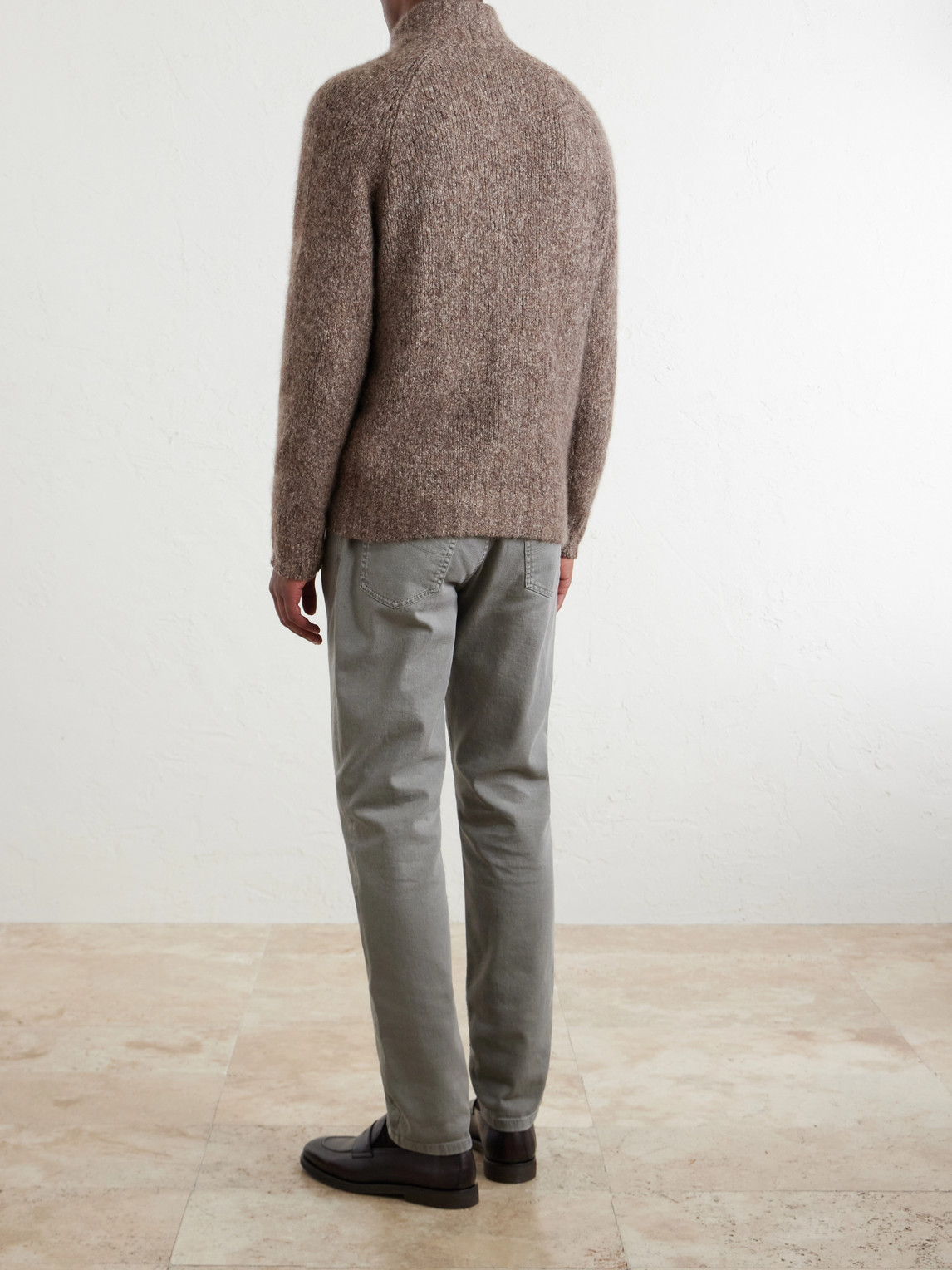 Brushed Cashmere And Silk-Blend Zipped Sweater
