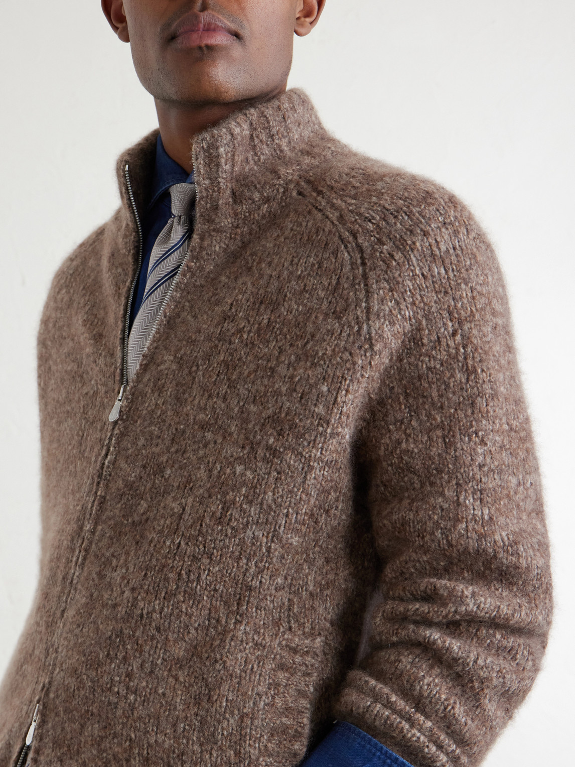 Brushed Cashmere And Silk-Blend Zipped Sweater