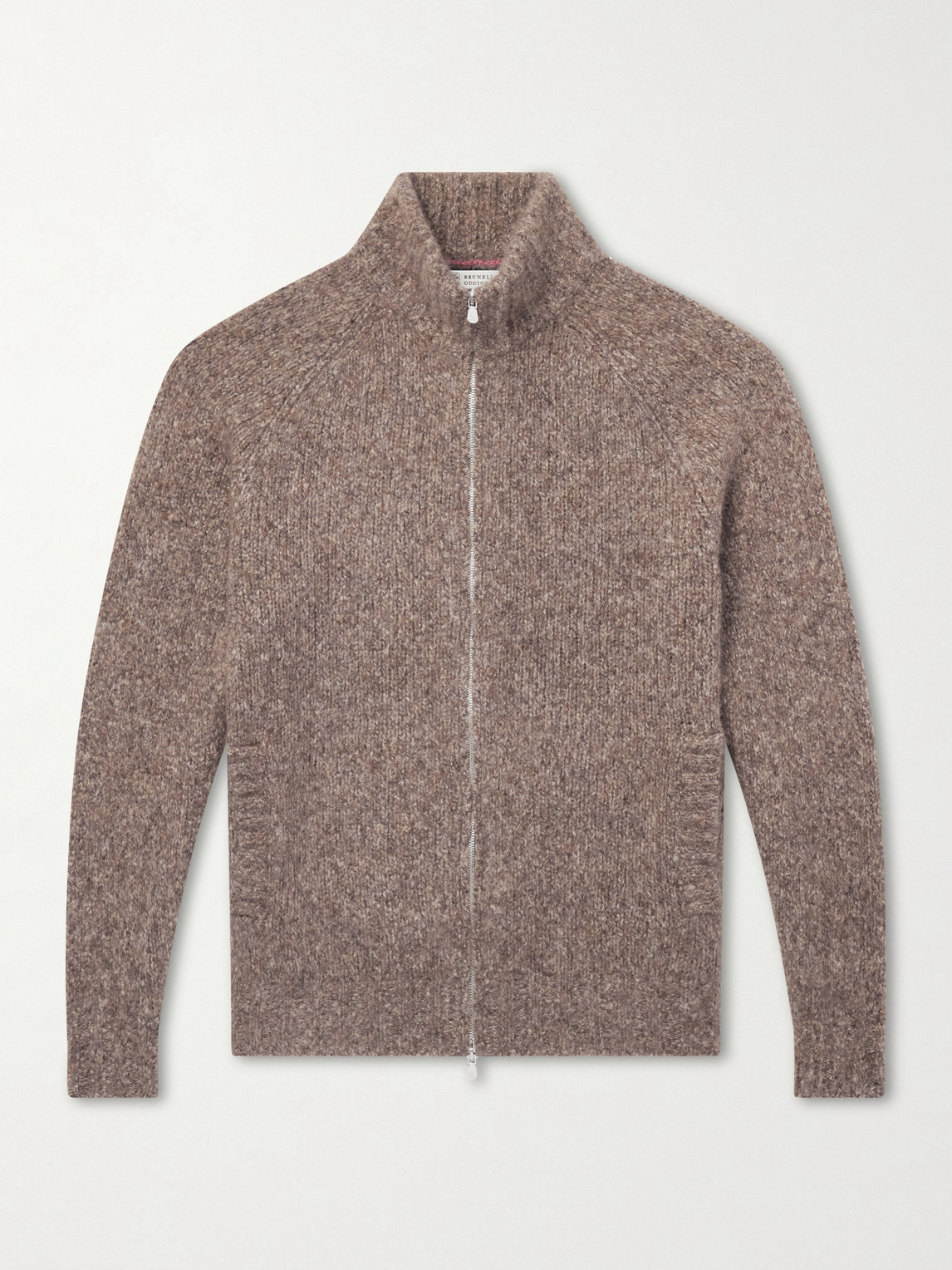 Brunello Cucinelli Brushed Cashmere and Silk-Blend Zipped Sweater - Men