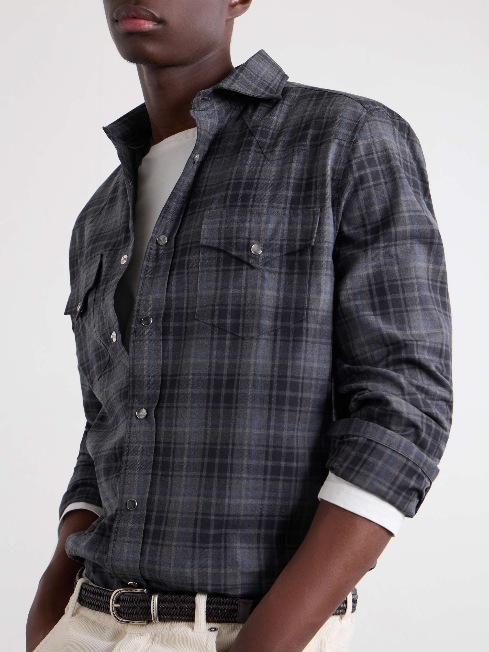 BRUNELLO CUCINELLI Checked Cotton-Flannel Shirt for Men | MR PORTER