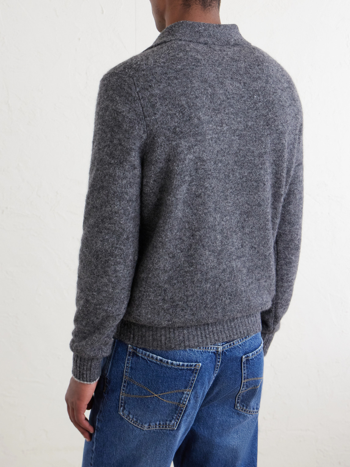  Brunello Cucinelli - Alpaca-blend Polo Sweater - Men - Gray - It 46 