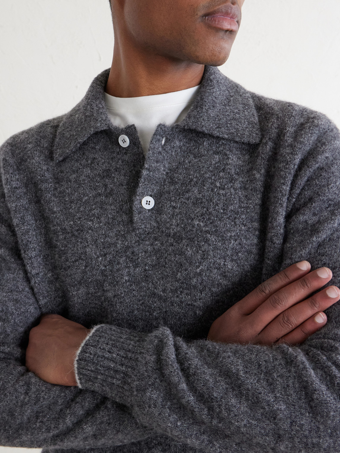 Alpaca-Blend Polo Sweater